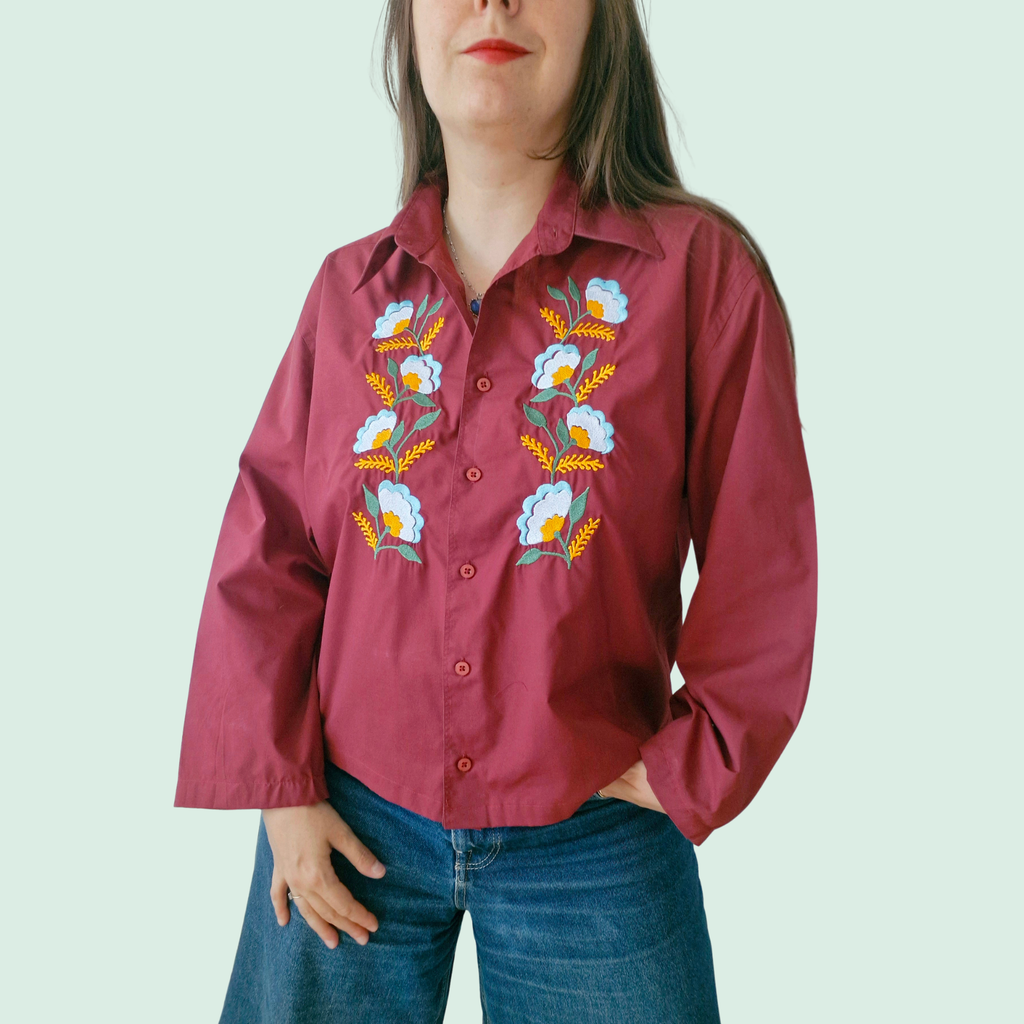 Chemise fleurs dorées