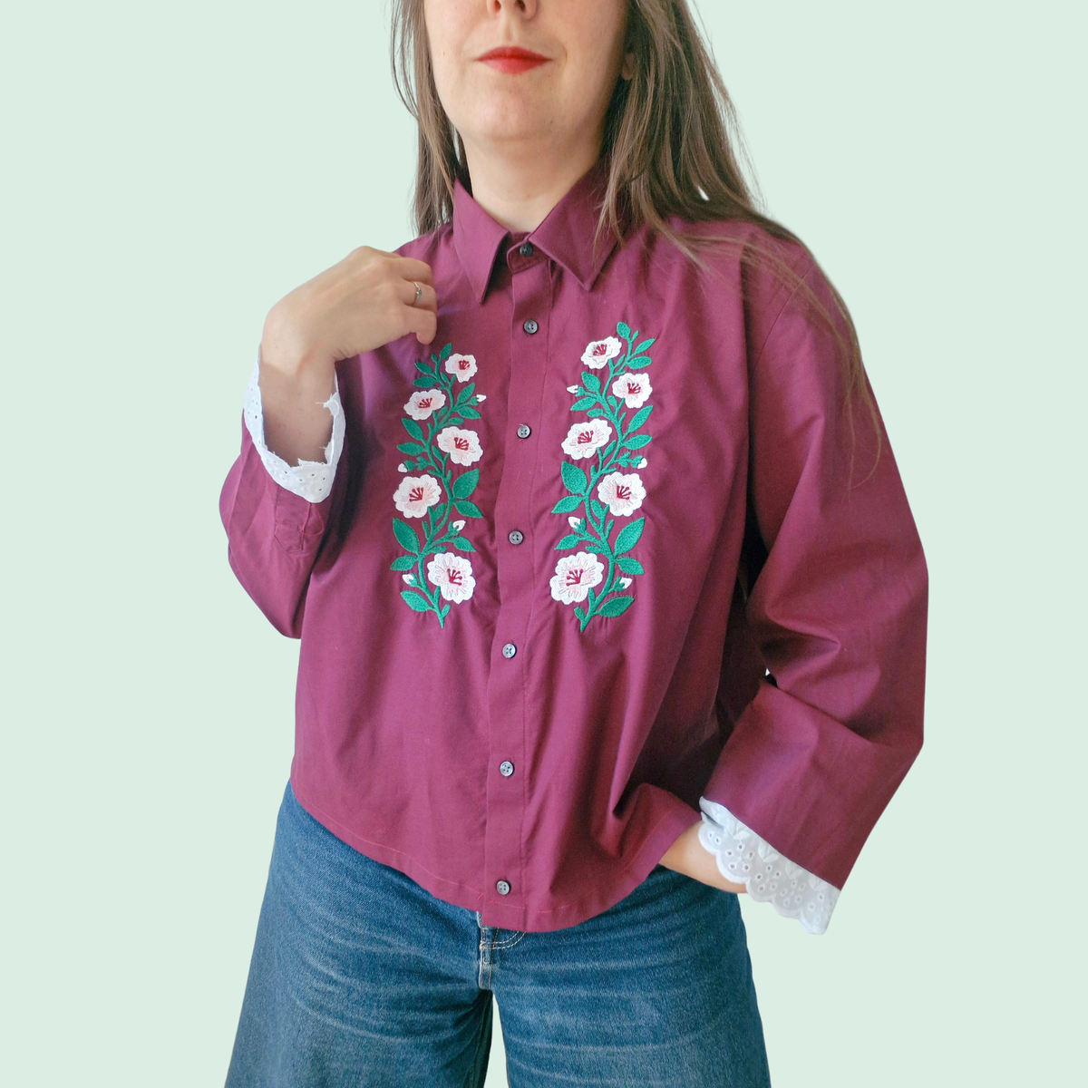 chemise bordeau & fleurs hongroises