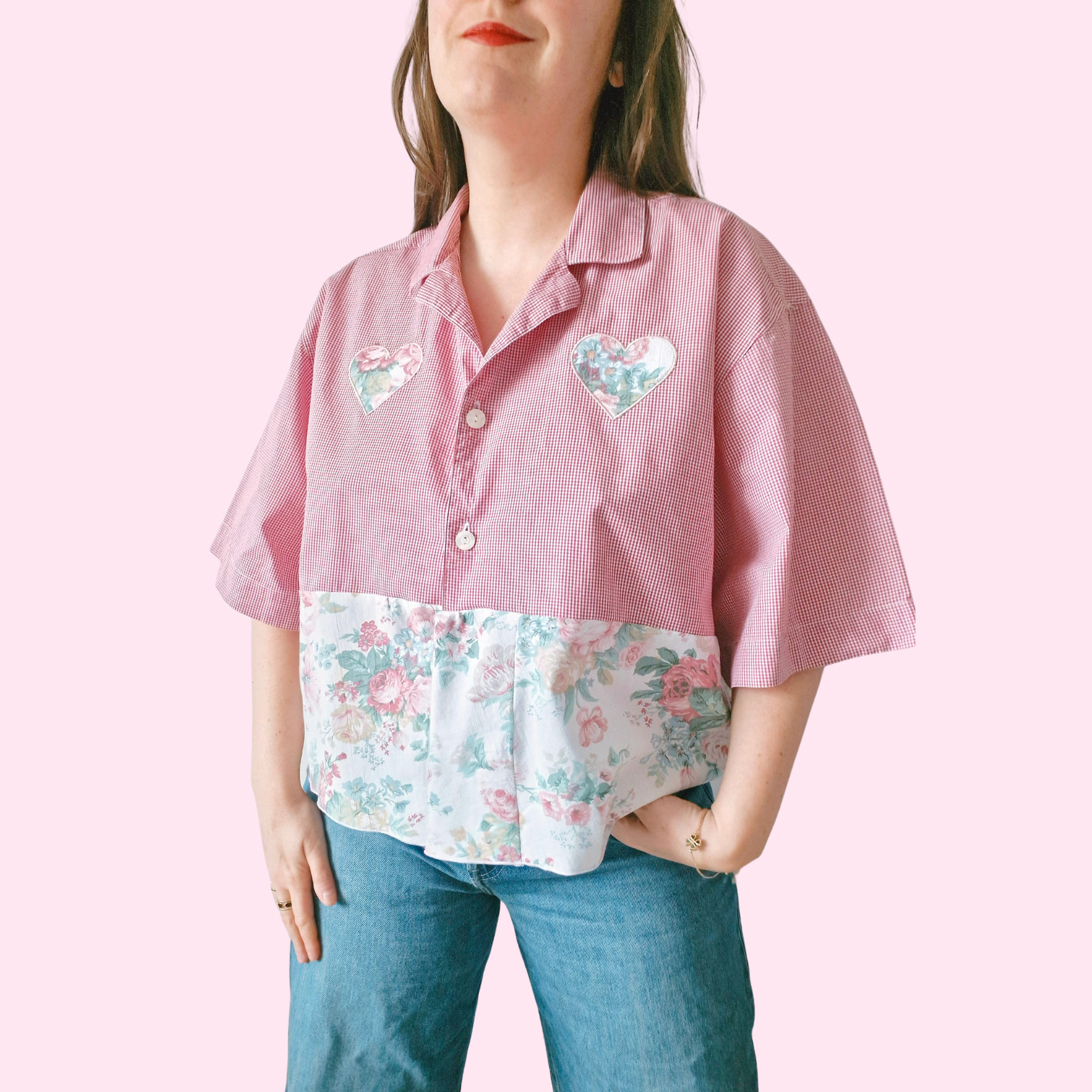 Chemise création - Coeur et fleurs