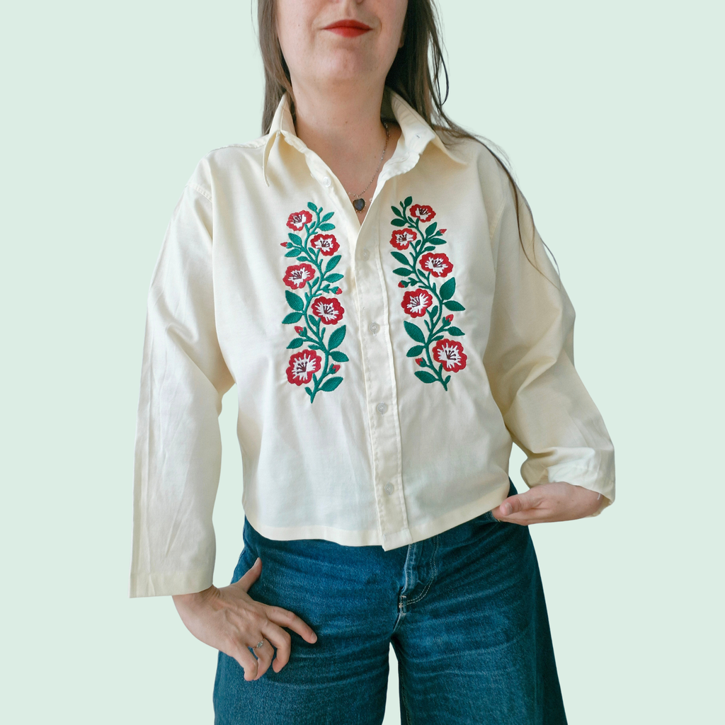Chemise jaune beurre & Broderie hongroise