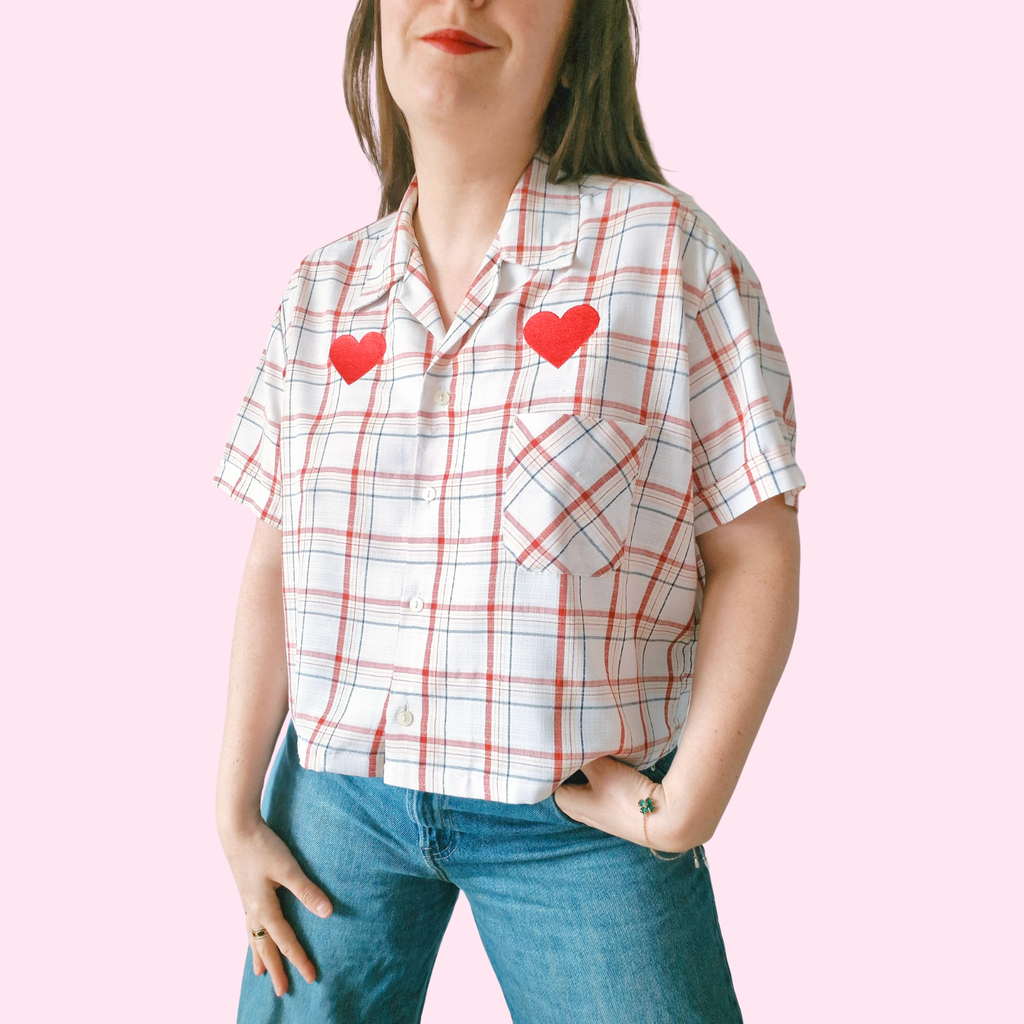 Chemise création - Carreaux et coeur