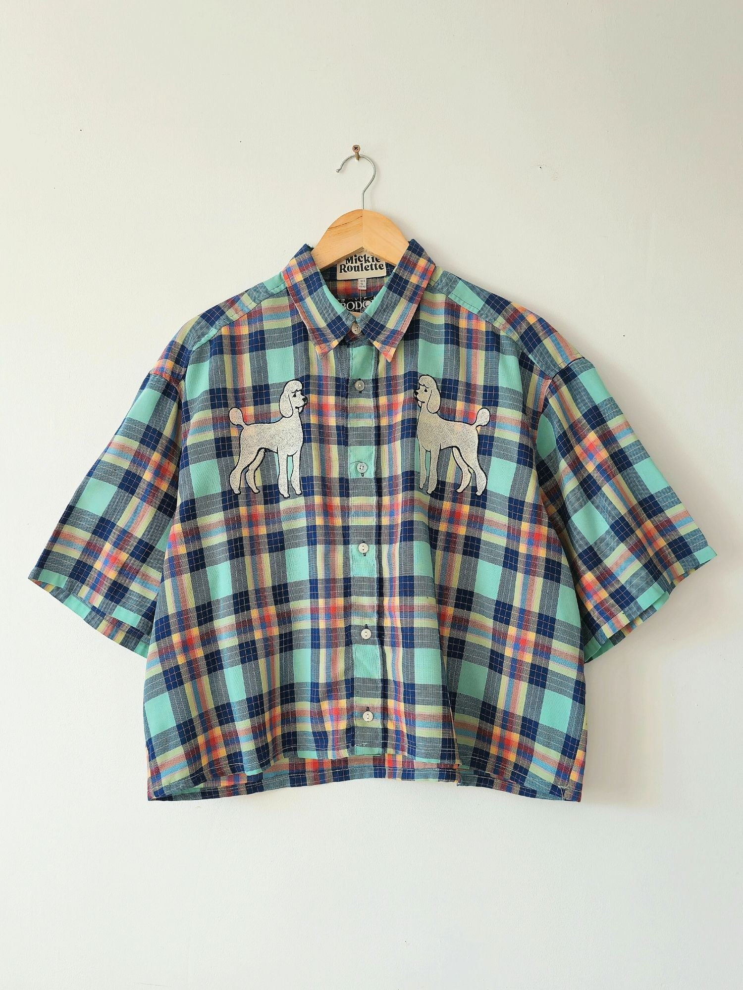 Chemise creation brodée – Caniches carreaux