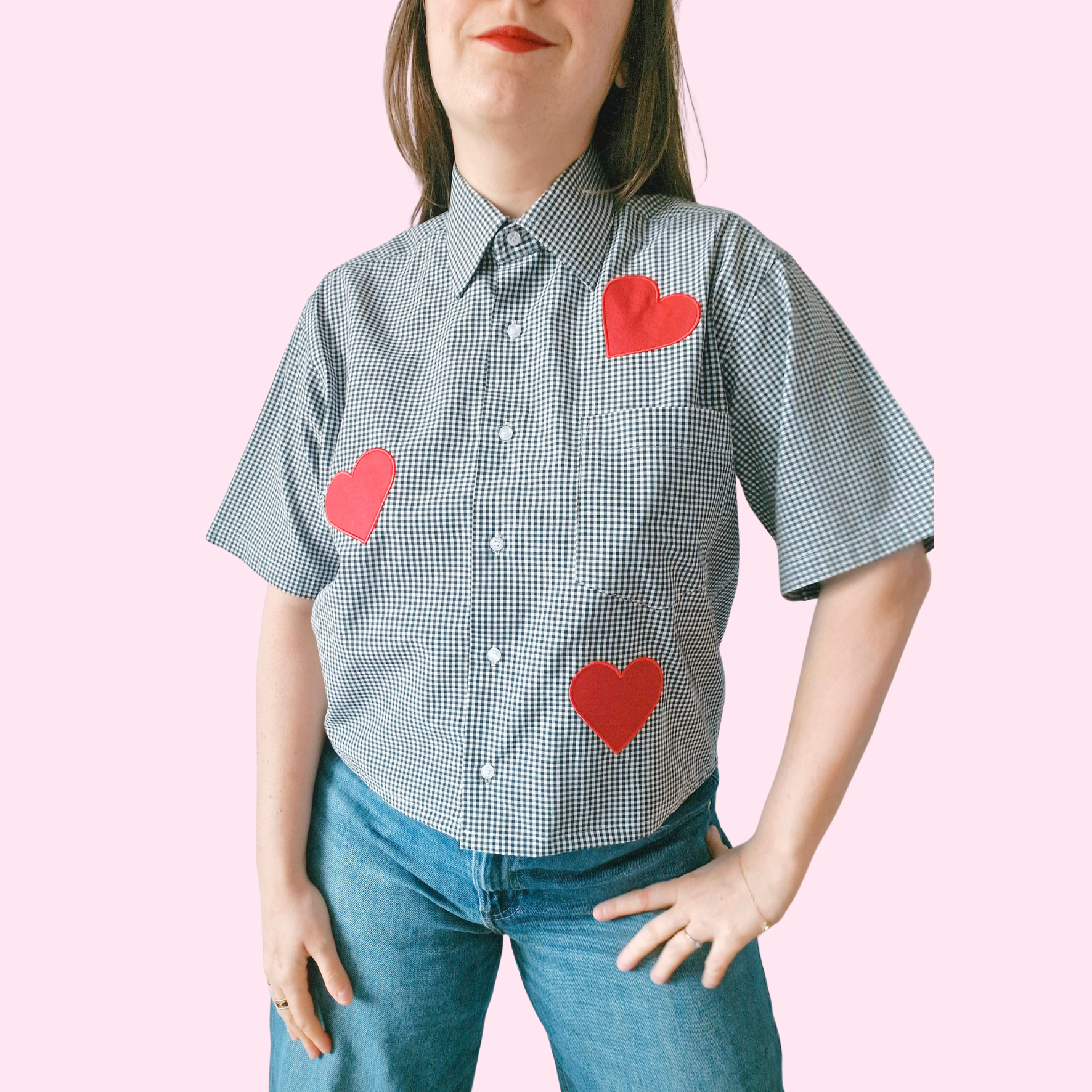 Chemise création - Appliqué coeur
