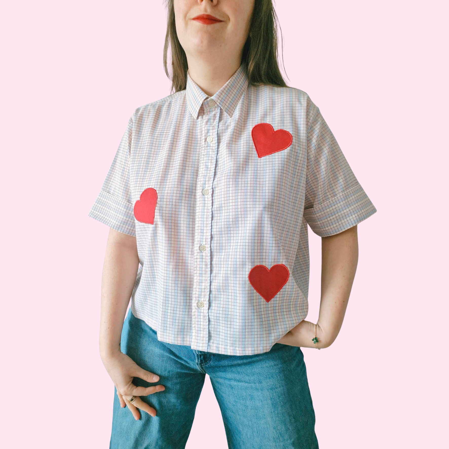Chemise création - Appliqué coeur