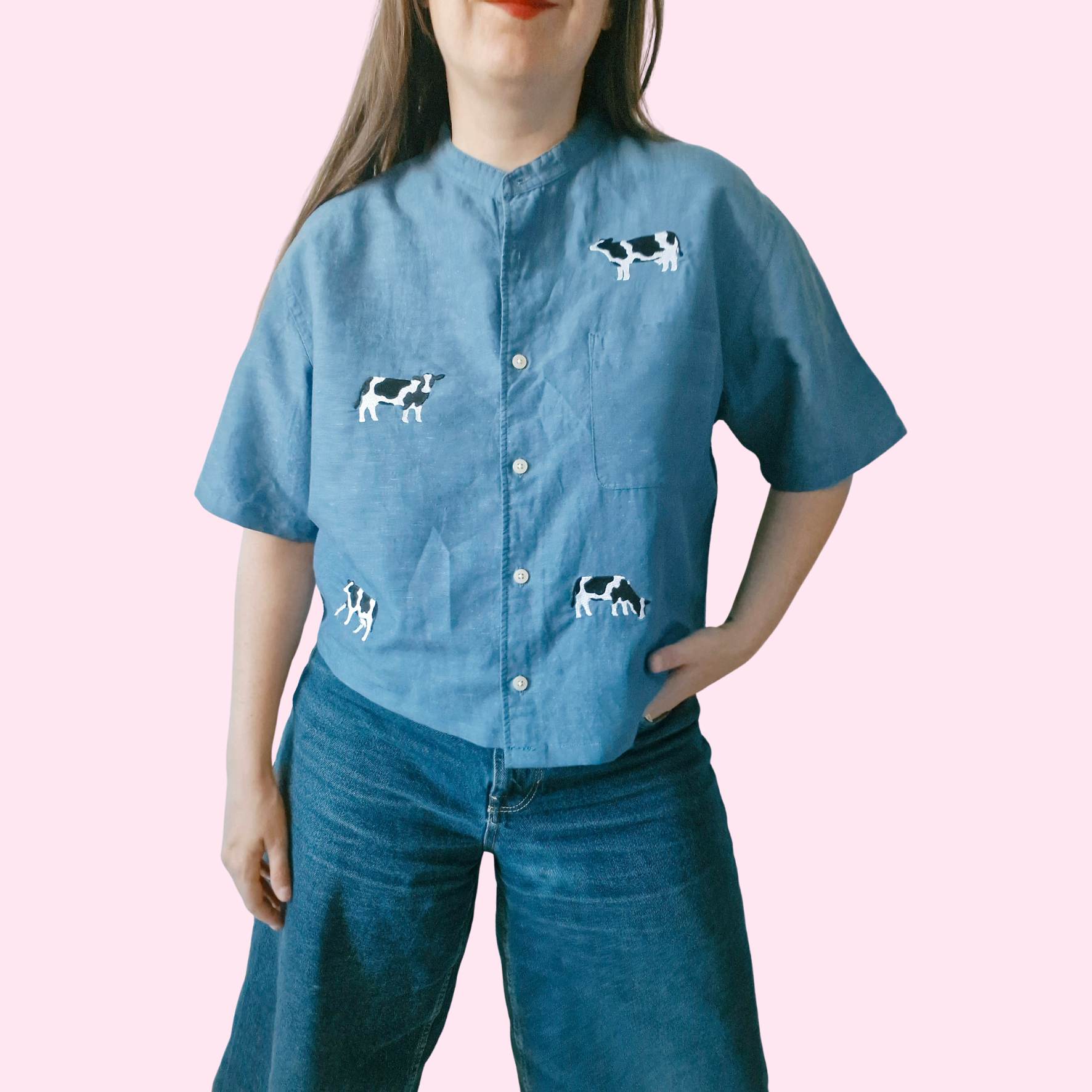 chemise vache bleue