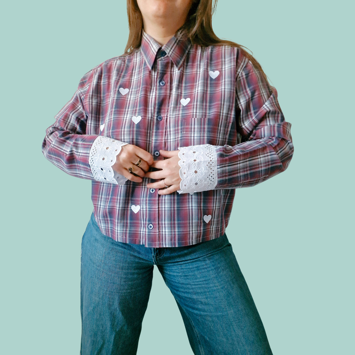 Chemise creation brodées – coeur et broderie