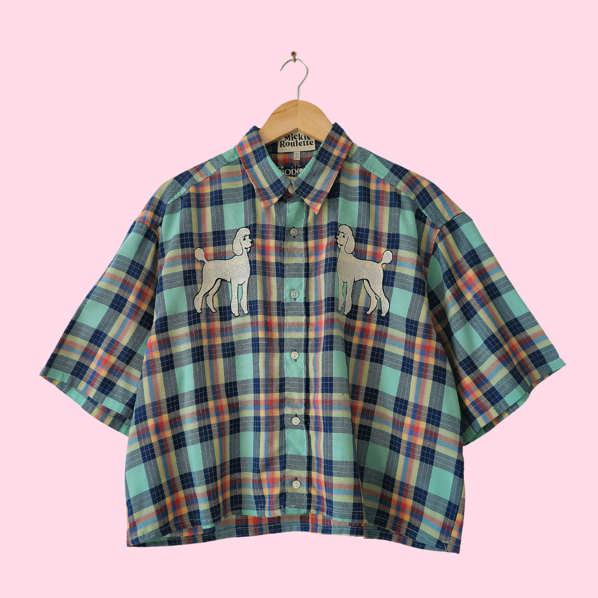 Chemise creation brodée – Caniches carreaux