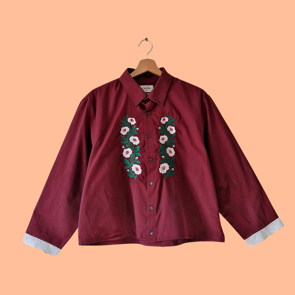 chemise bordeau & fleurs hongroises