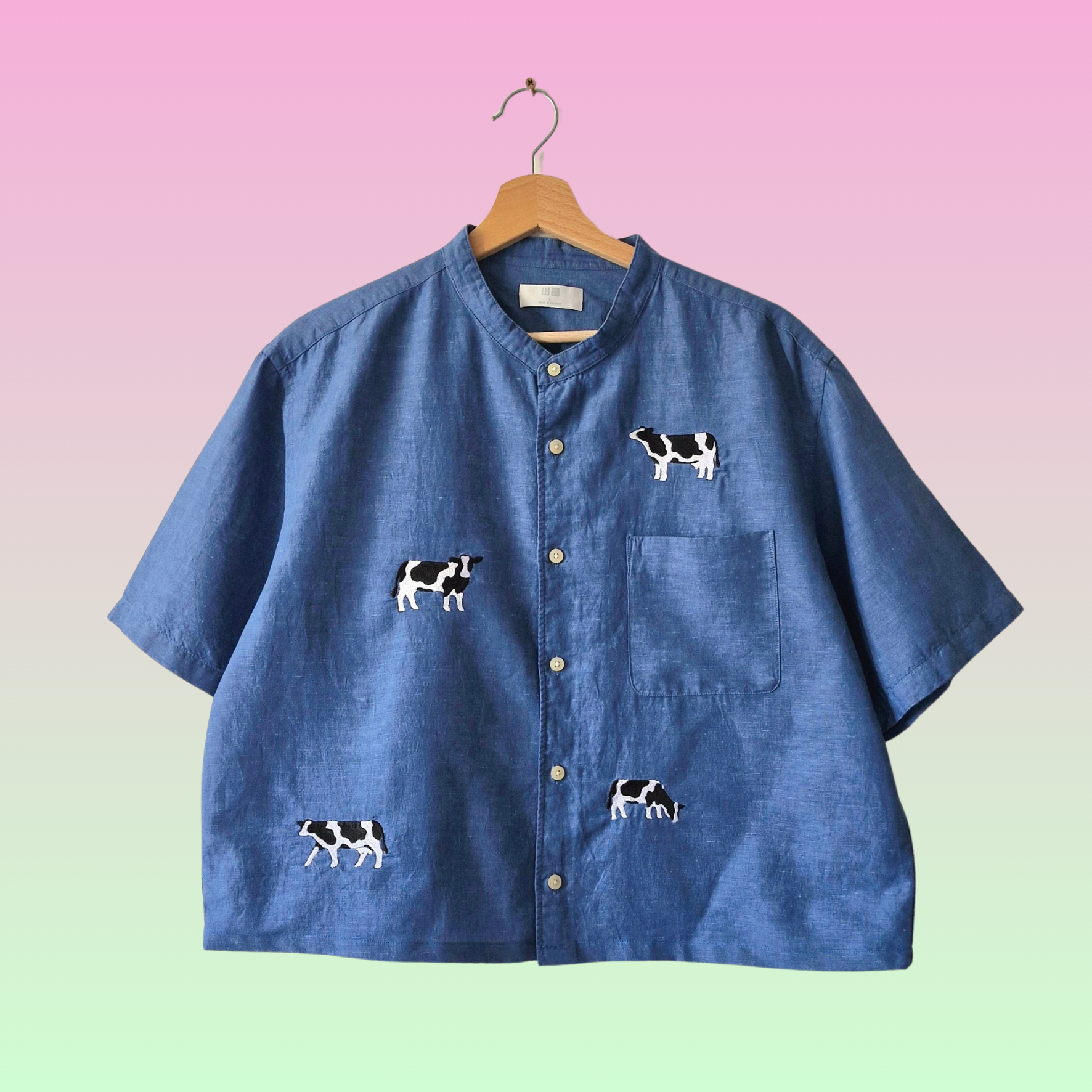 chemise vache bleue