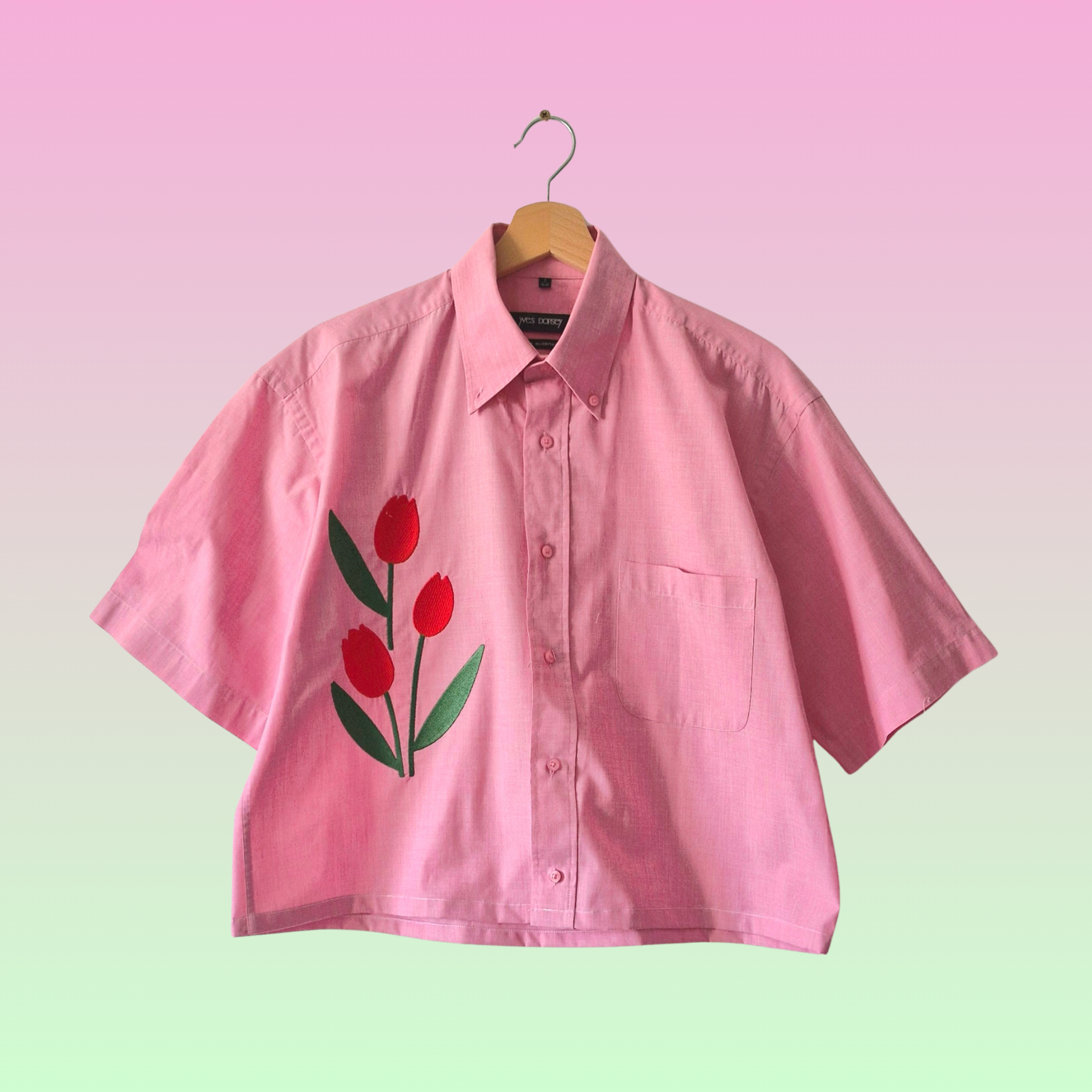 chemise rose tulipes