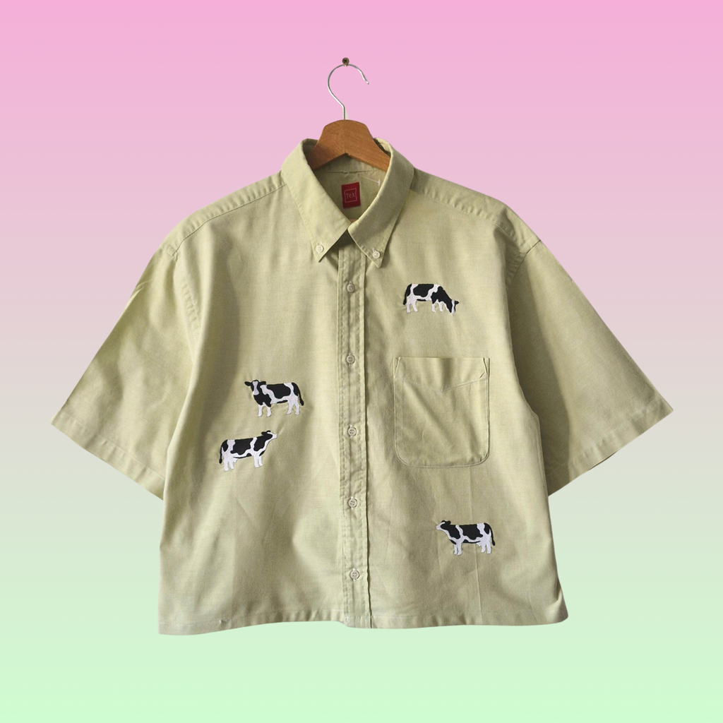 chemise vaches & vert anis