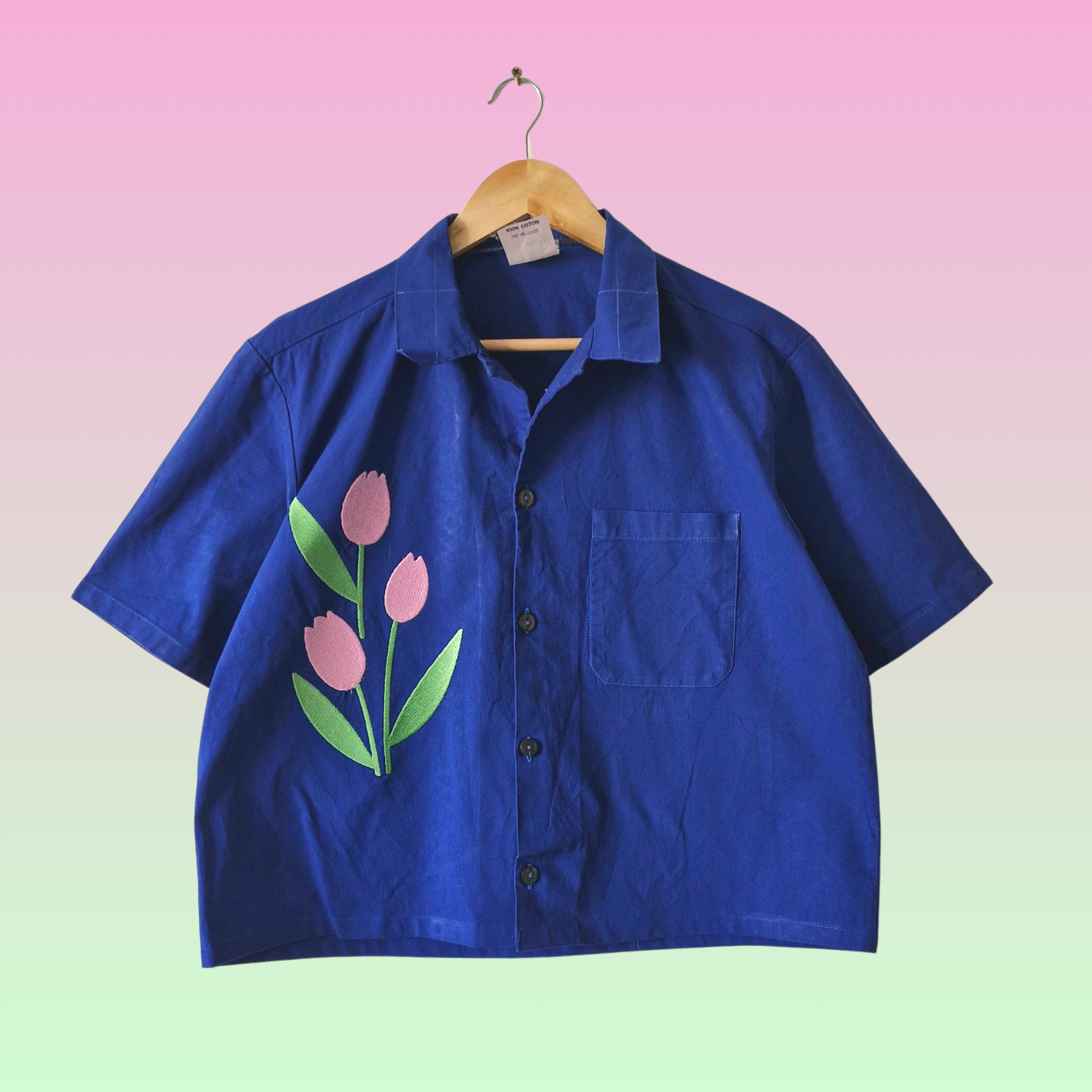 chemise bleu electrique & tulipes