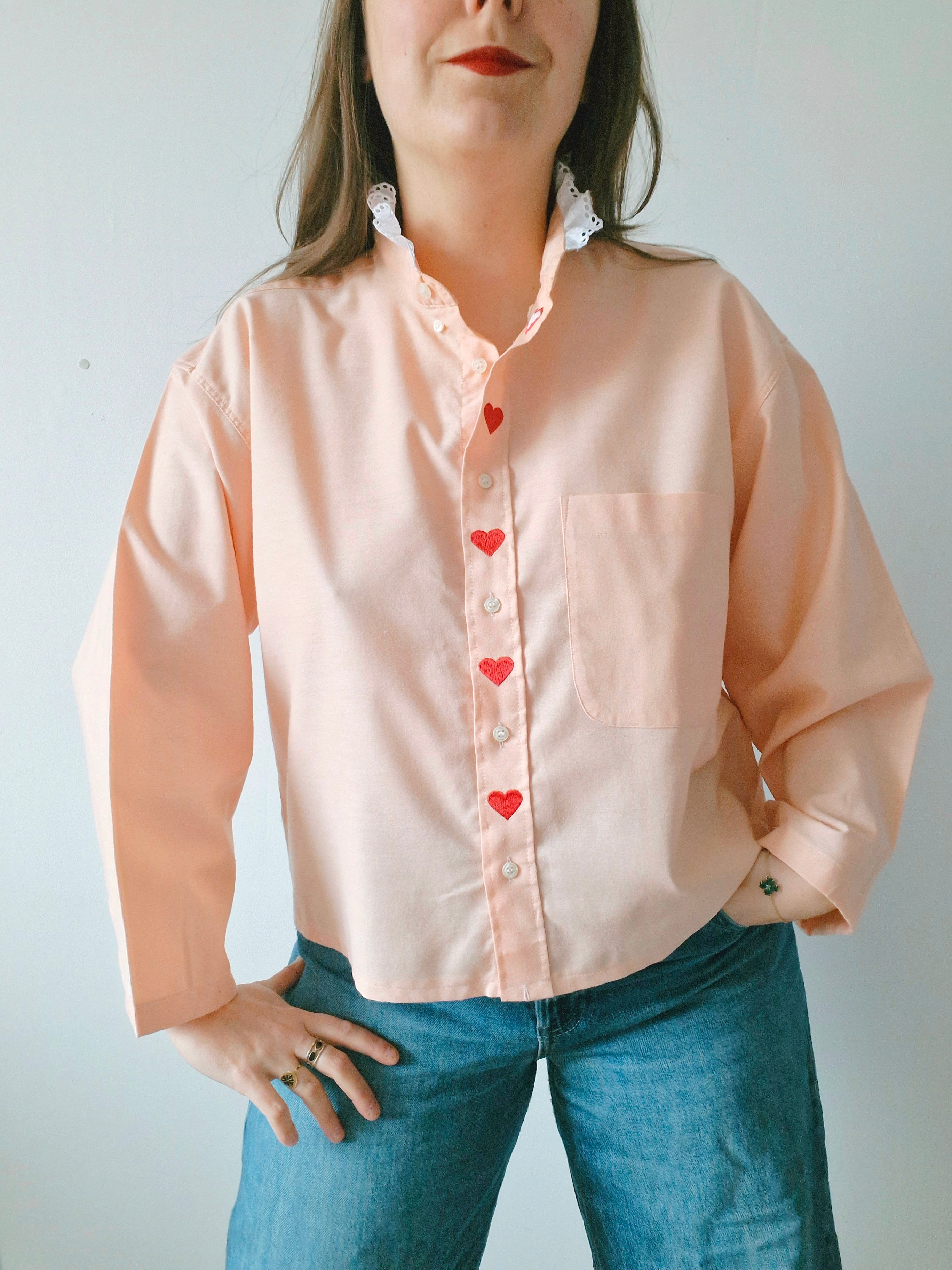 Chemise création - Coeur col montant