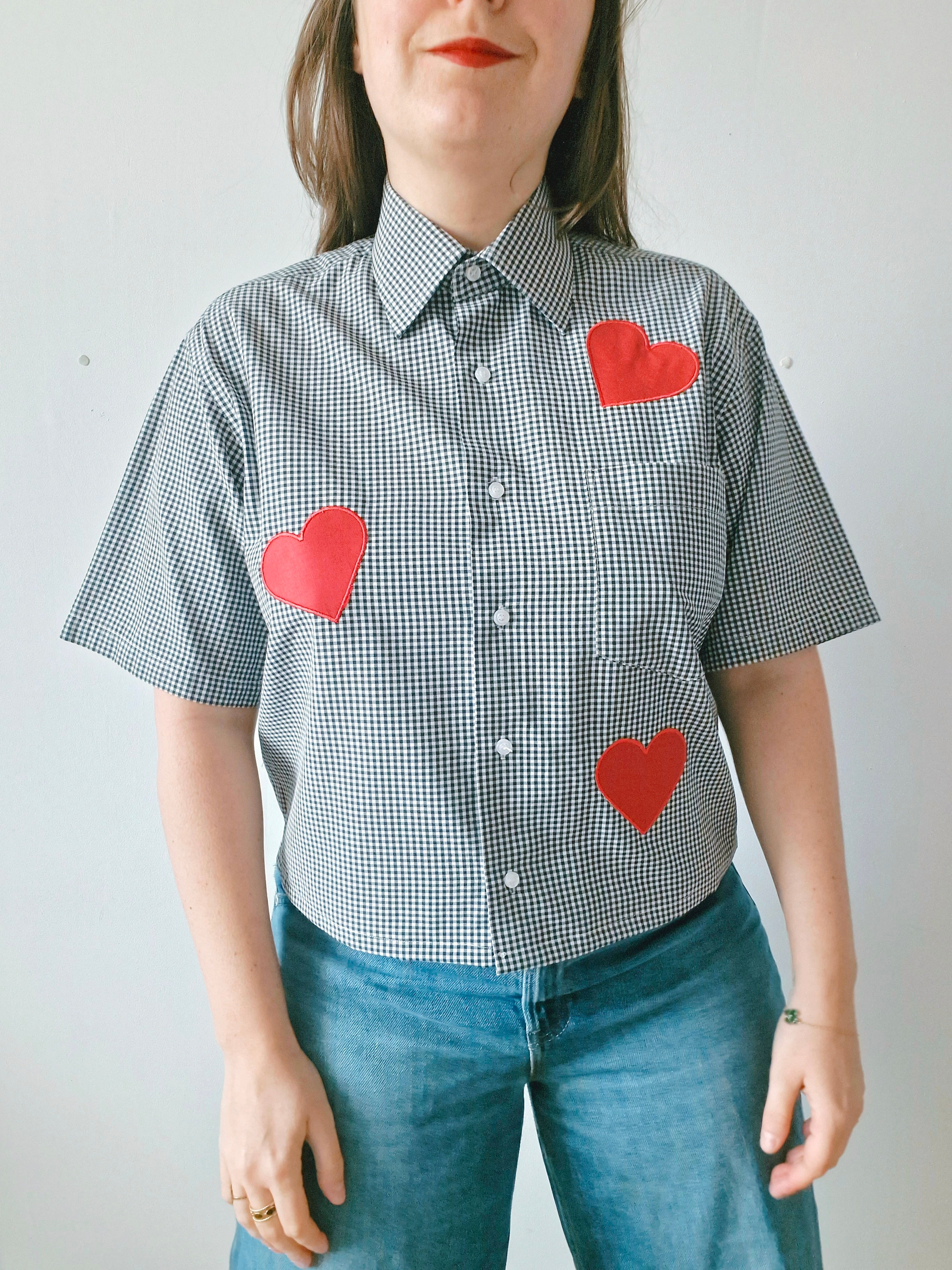 Chemise création - Appliqué coeur