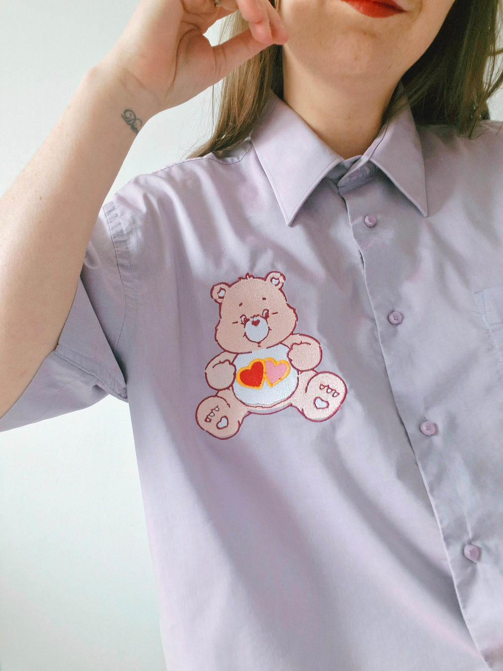 Chemise création  Ours rose