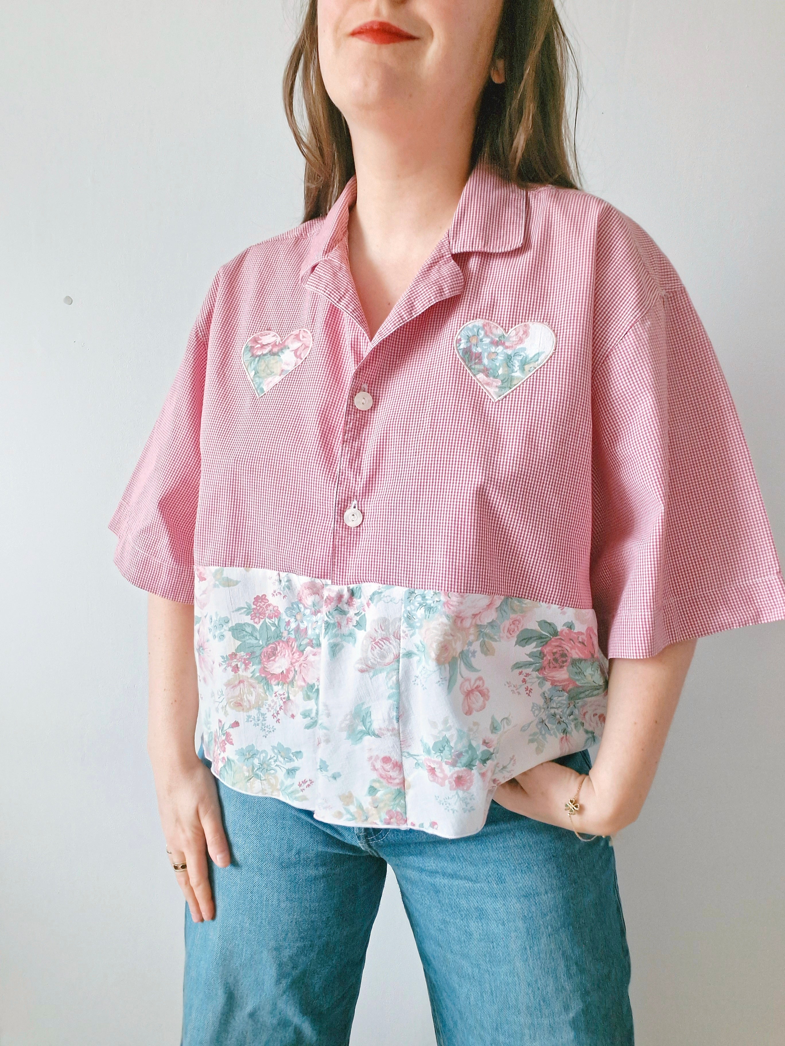 Chemise création - Coeur et fleurs