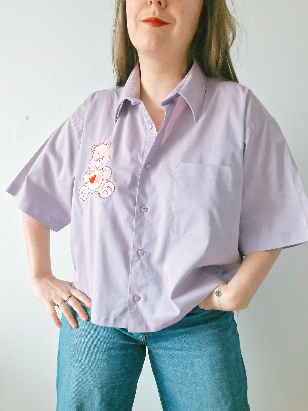 Chemise création  Ours rose