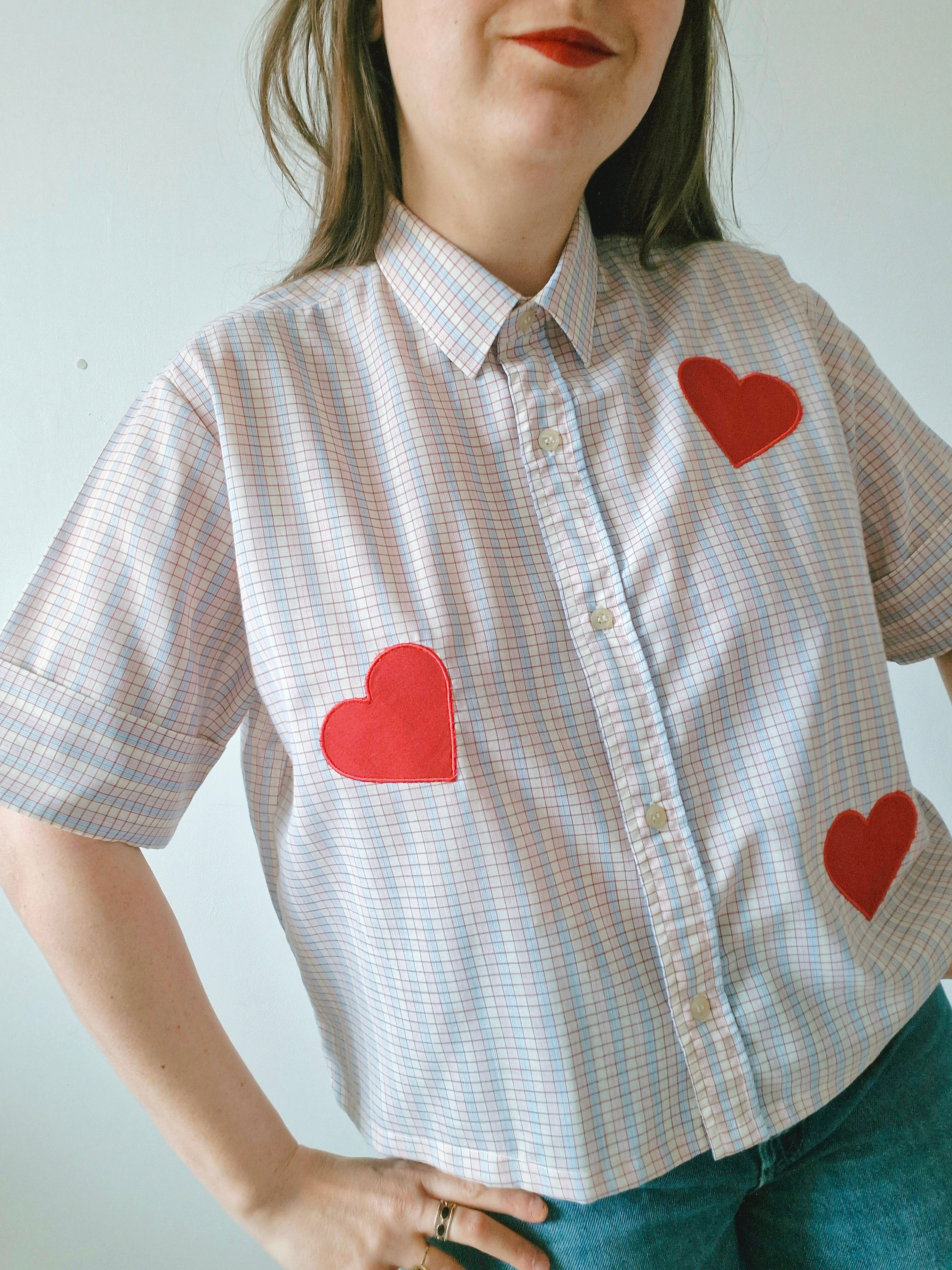 Chemise création - Appliqué coeur