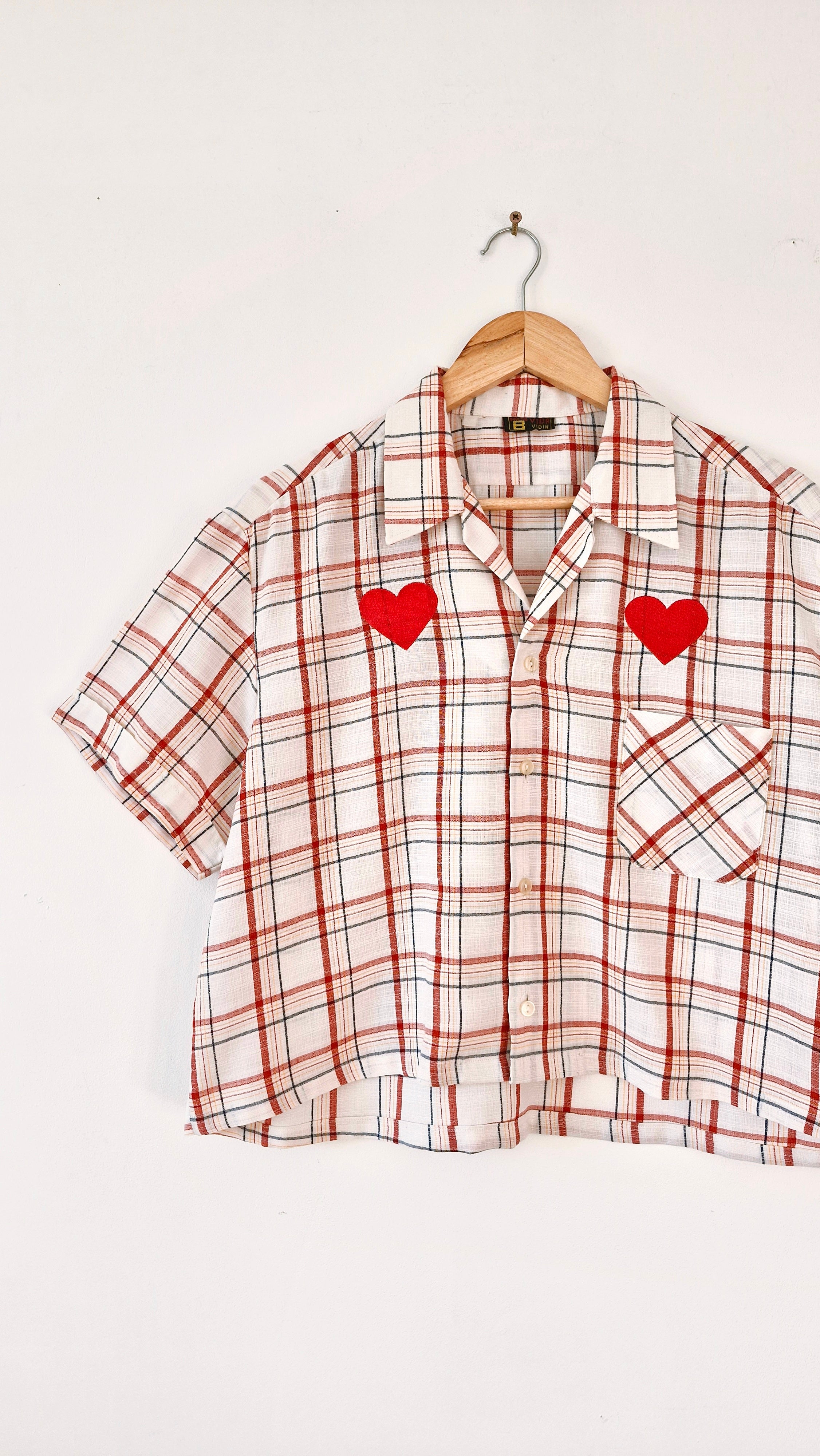 Chemise création - Carreaux et coeur