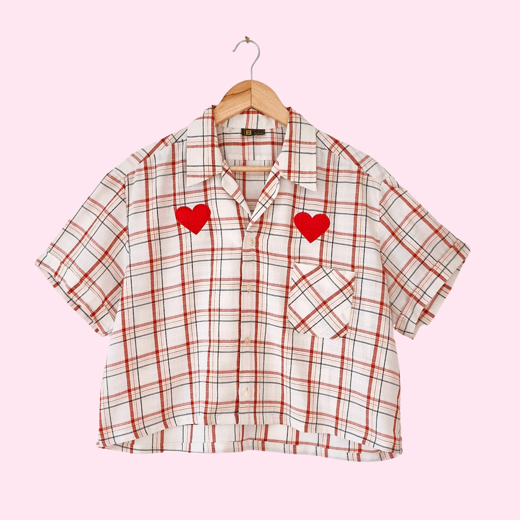 Chemise création - Carreaux et coeur