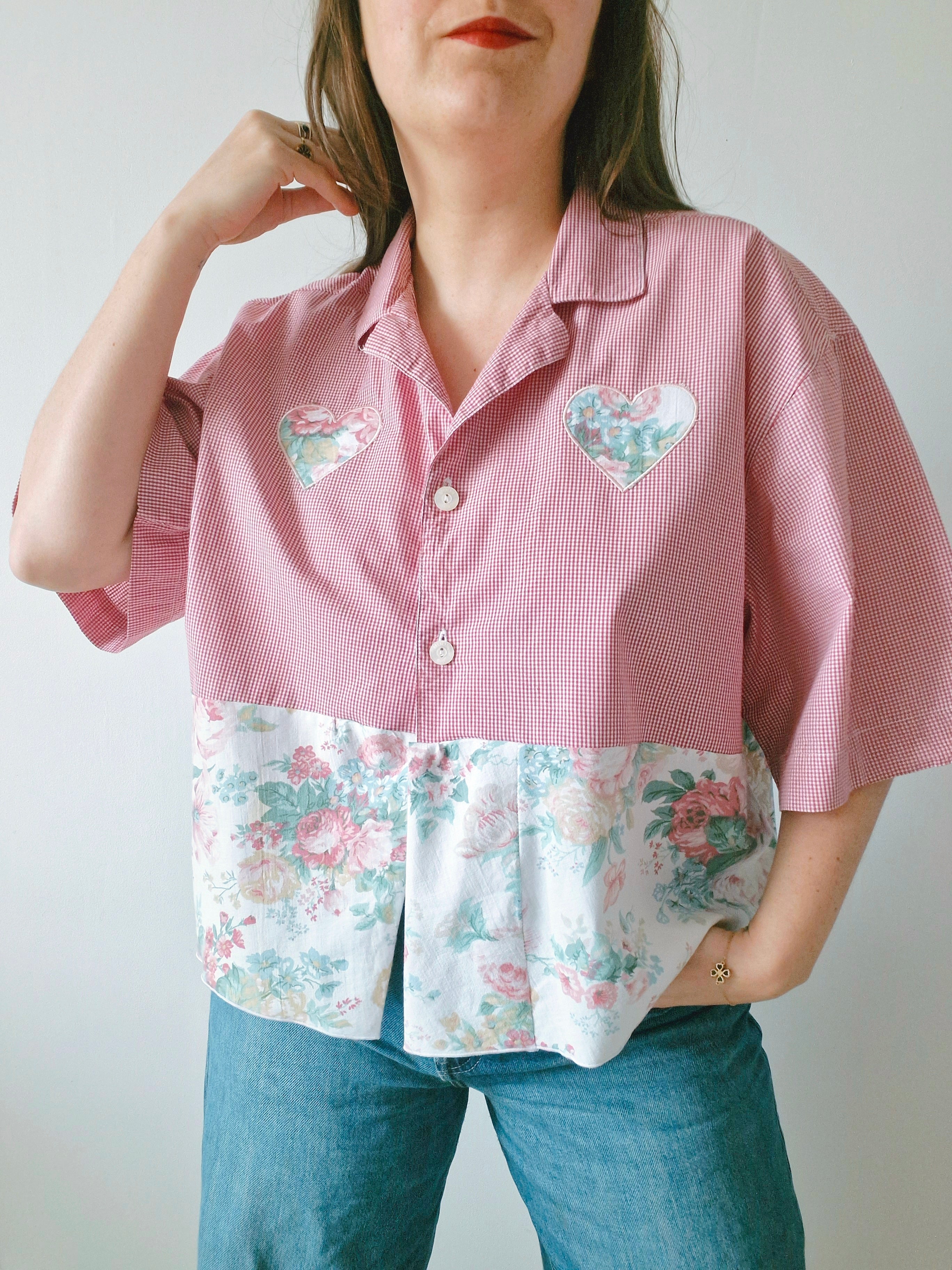 Chemise création - Coeur et fleurs