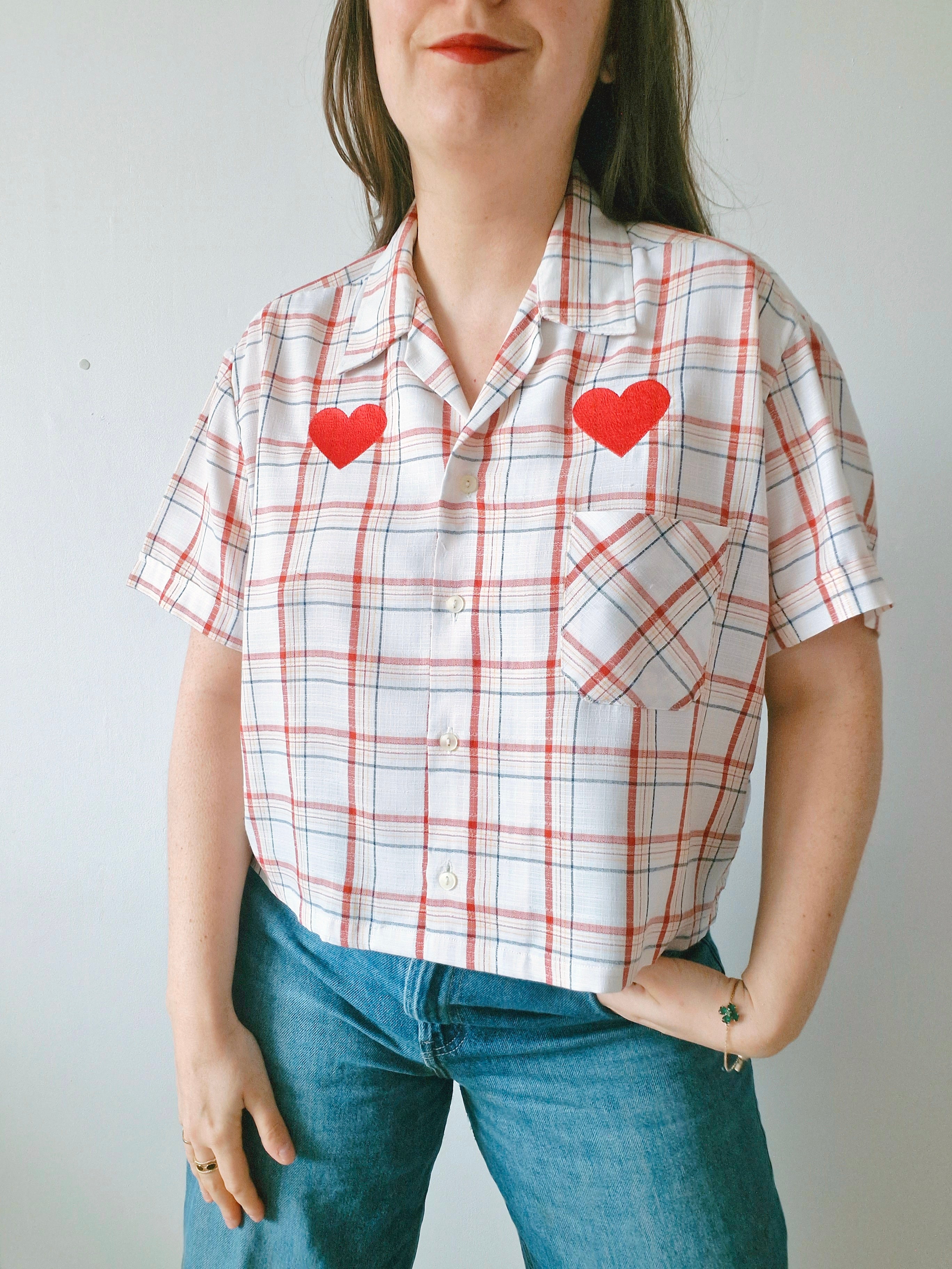 Chemise création - Carreaux et coeur