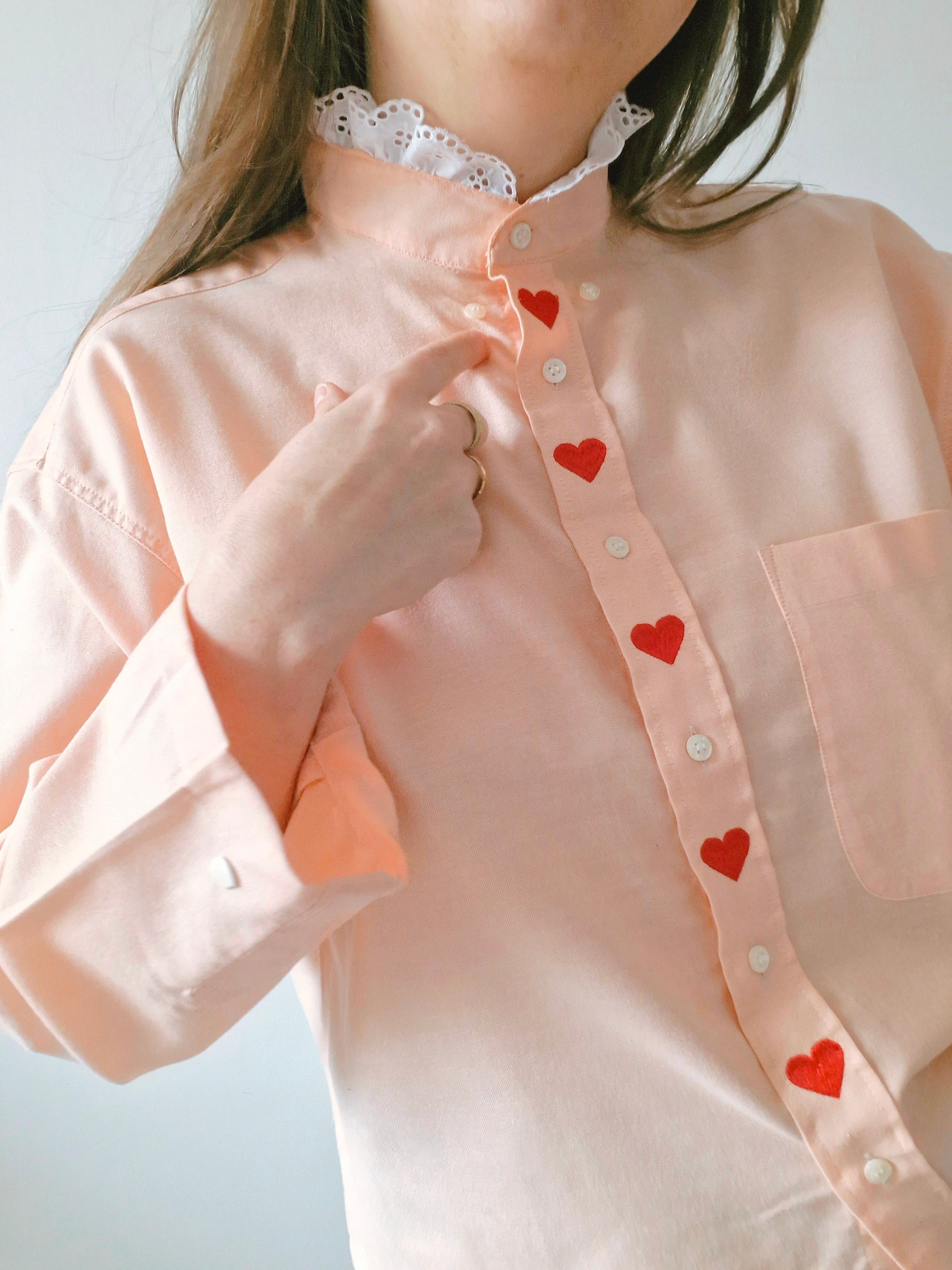 Chemise création - Coeur col montant