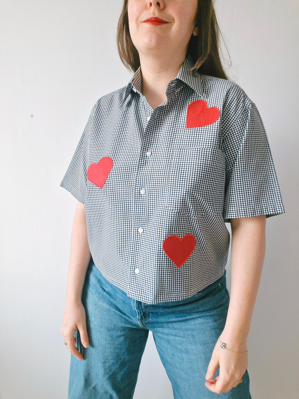 Chemise création - Appliqué coeur