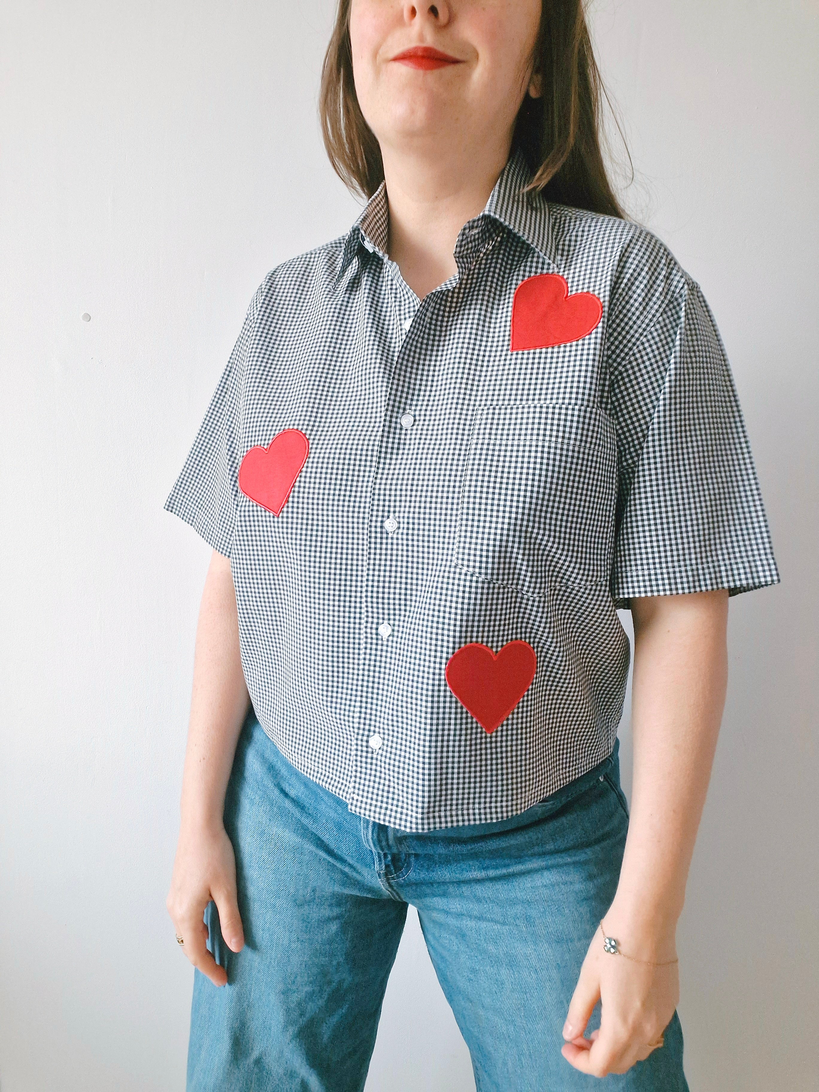 Chemise création - Appliqué coeur