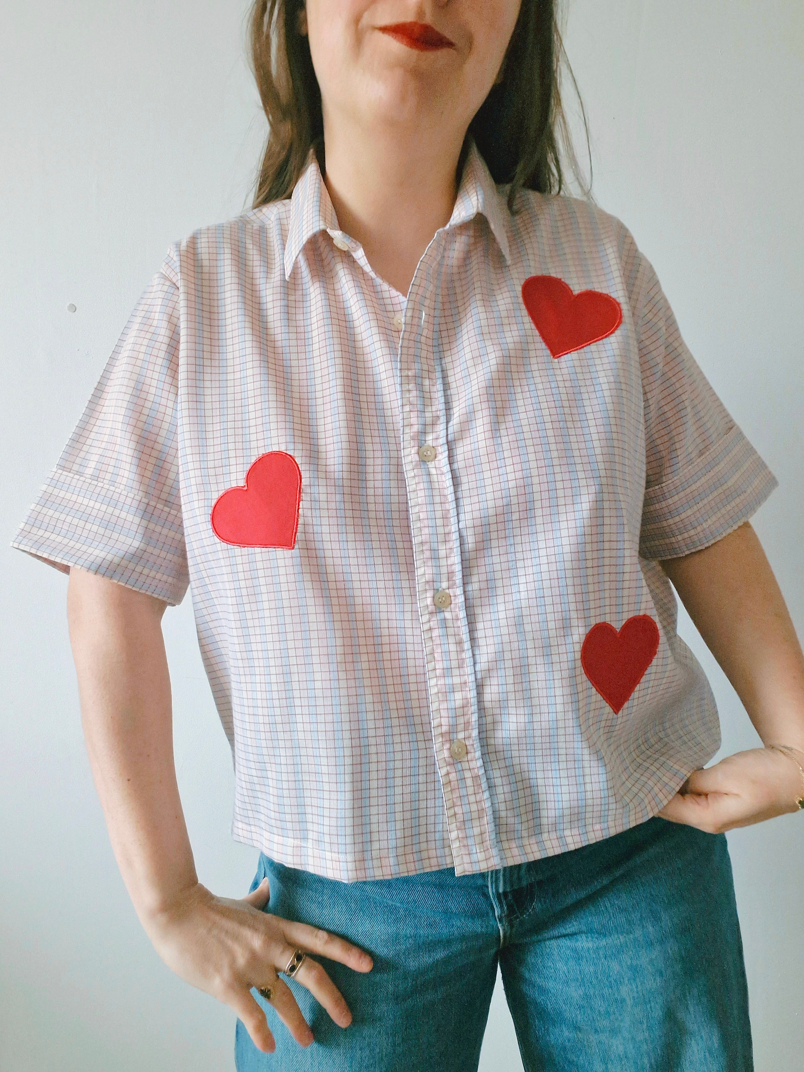Chemise création - Appliqué coeur