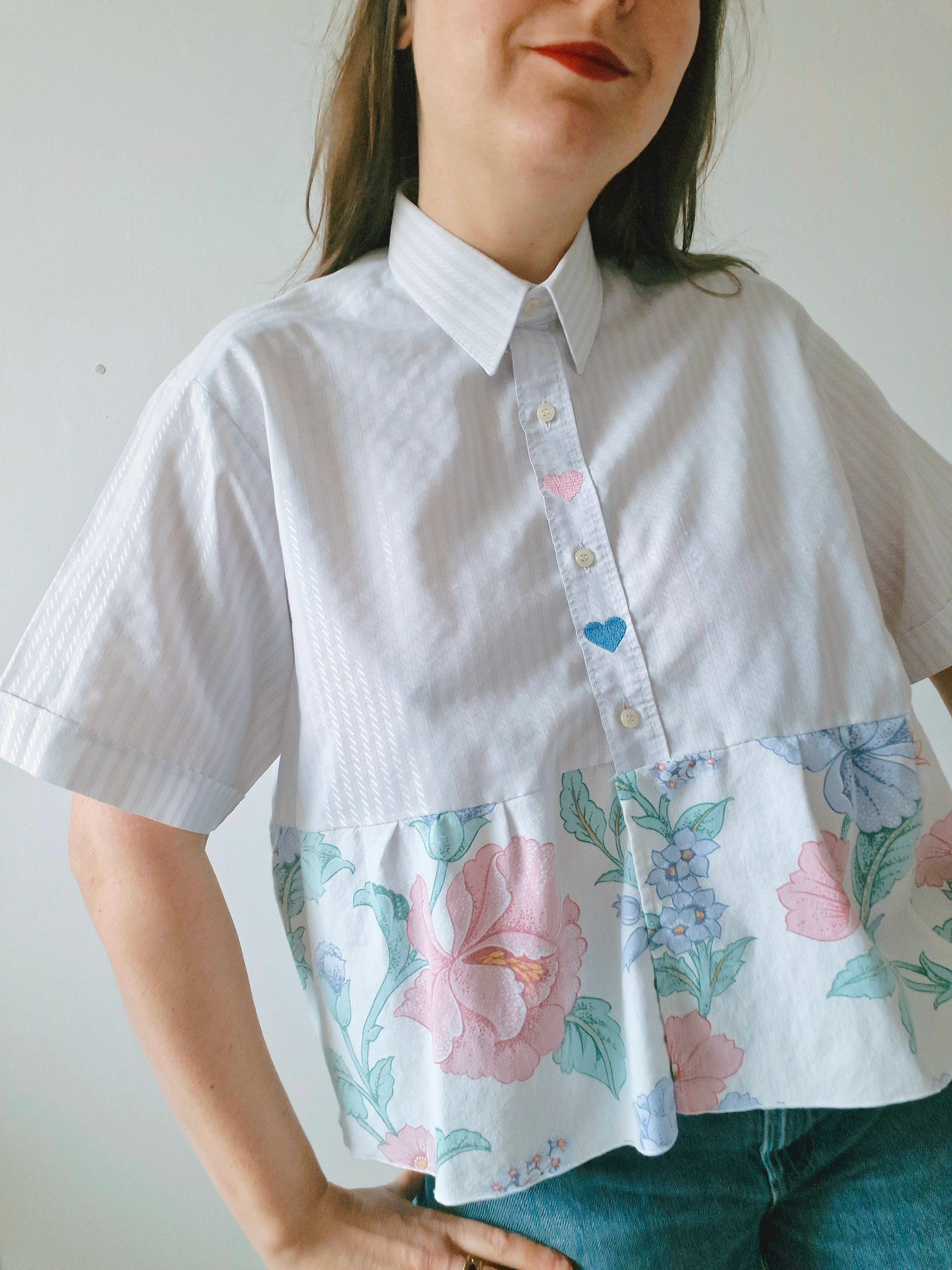 Chemise création - Coeur et fleurs