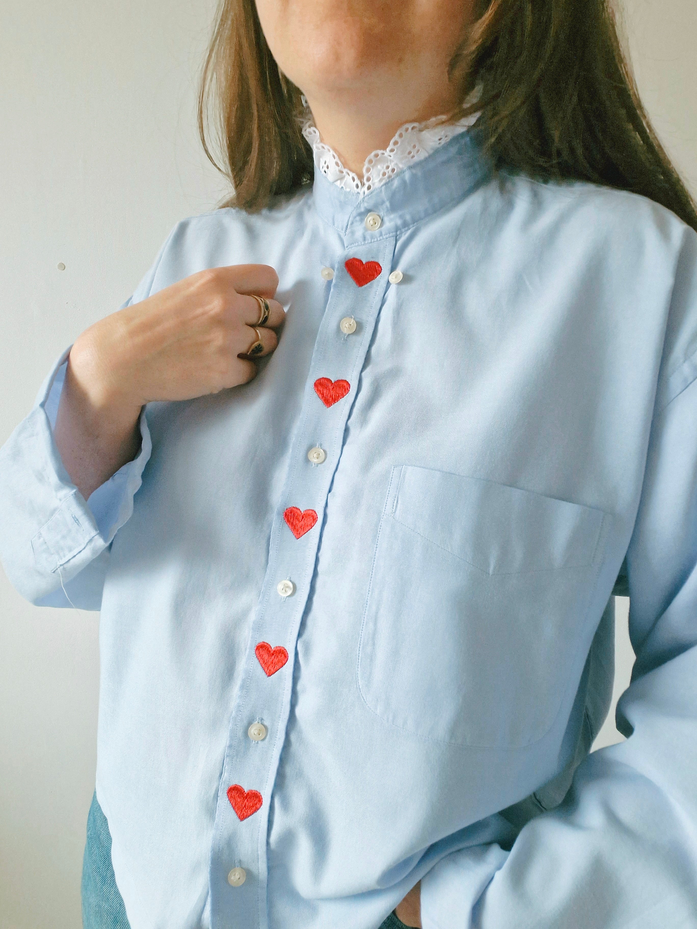 Chemise création - Coeur col montant