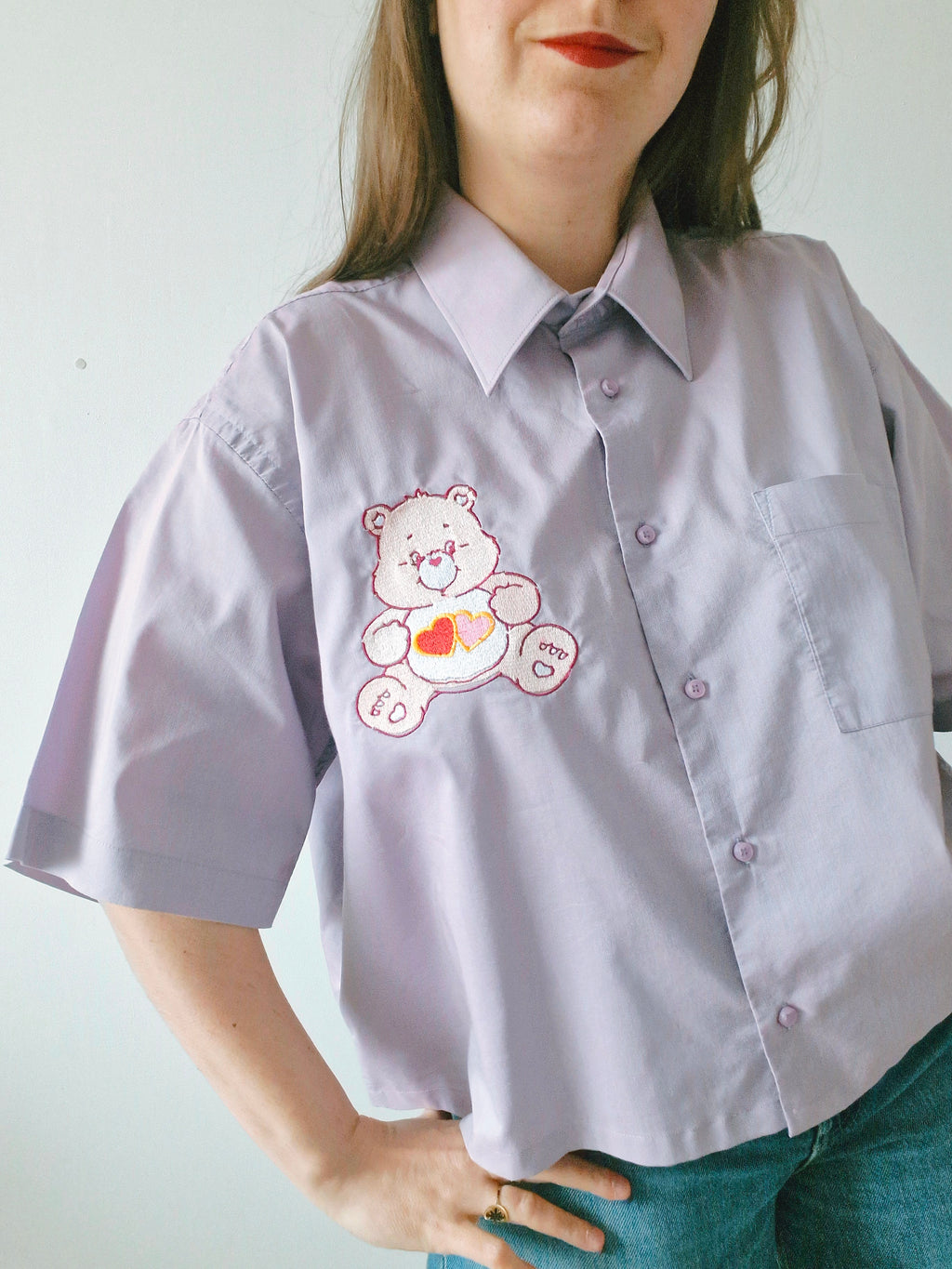 Chemise création  Ours rose