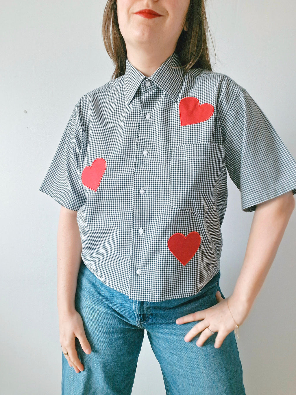 Chemise création - Appliqué coeur
