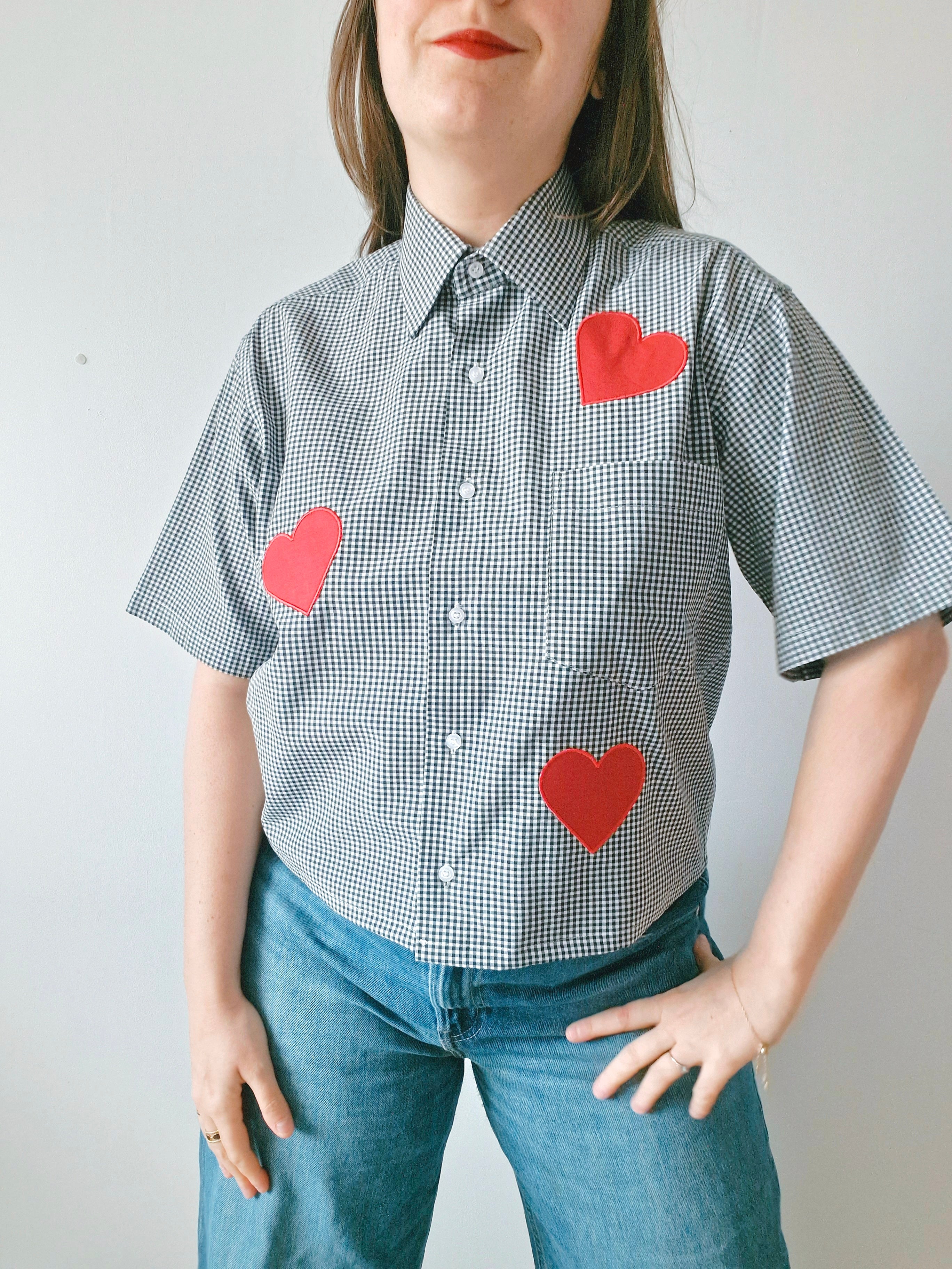 Chemise création - Appliqué coeur