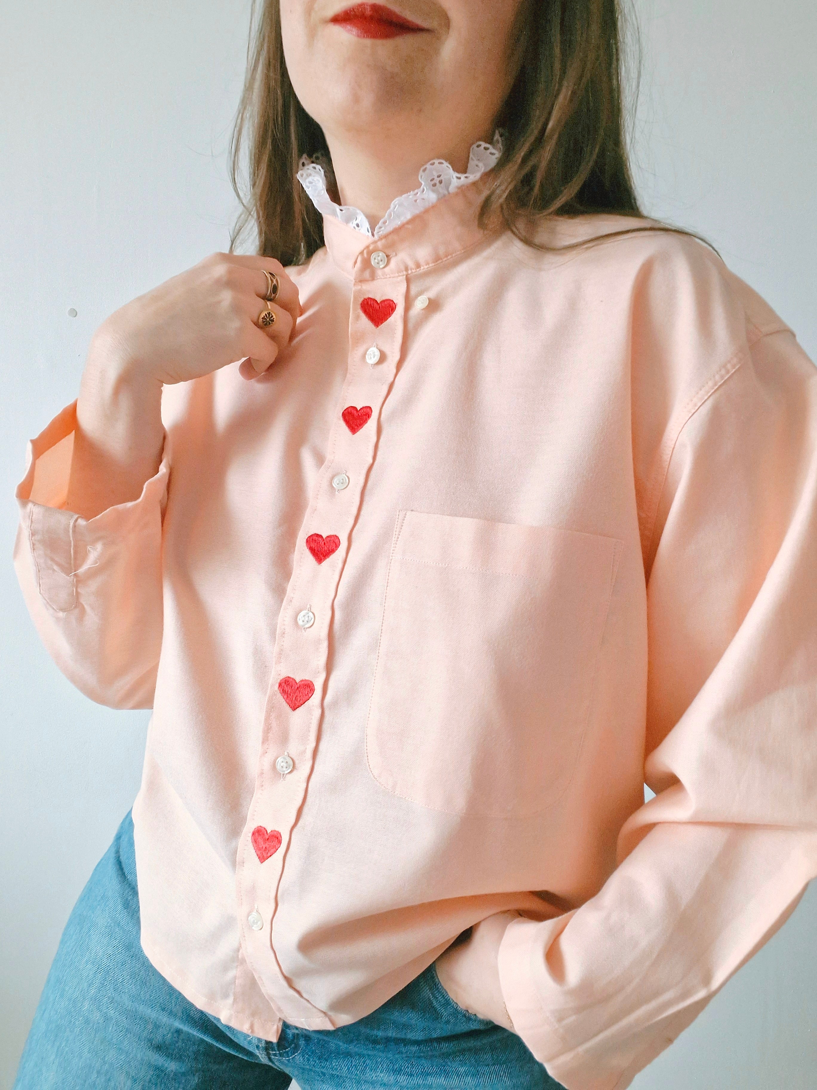 Chemise création - Coeur col montant