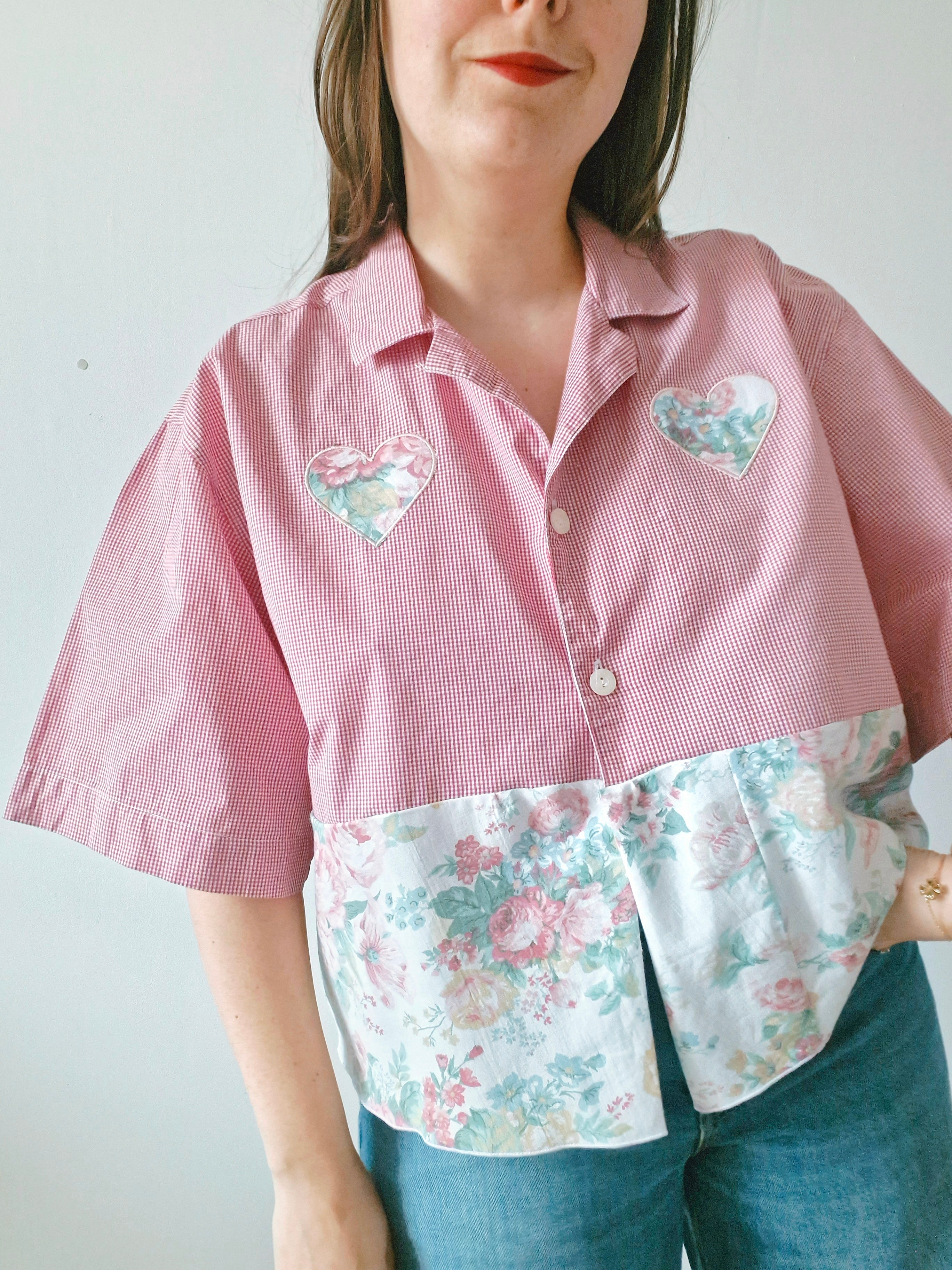 Chemise création - Coeur et fleurs