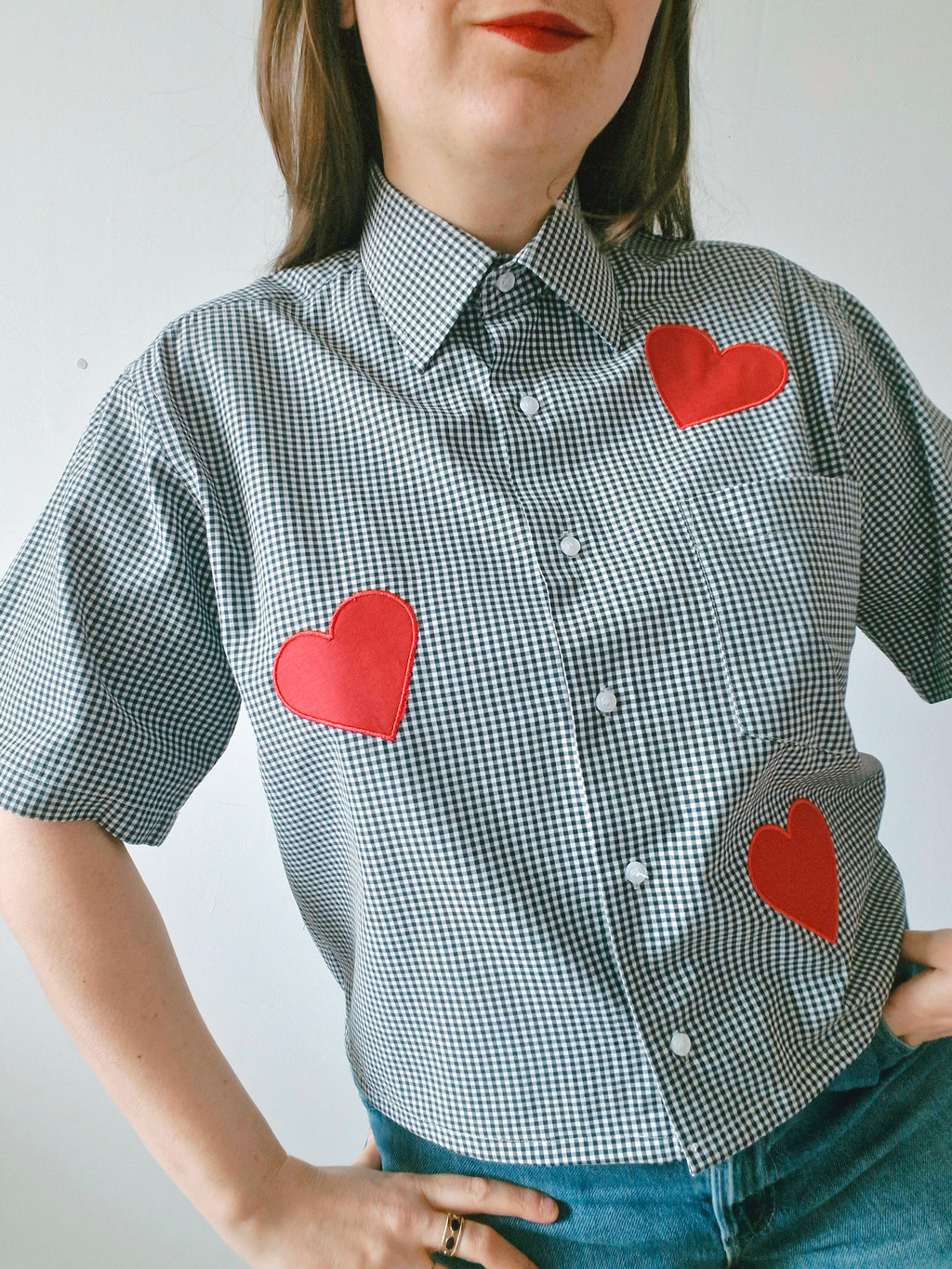 Chemise création - Appliqué coeur