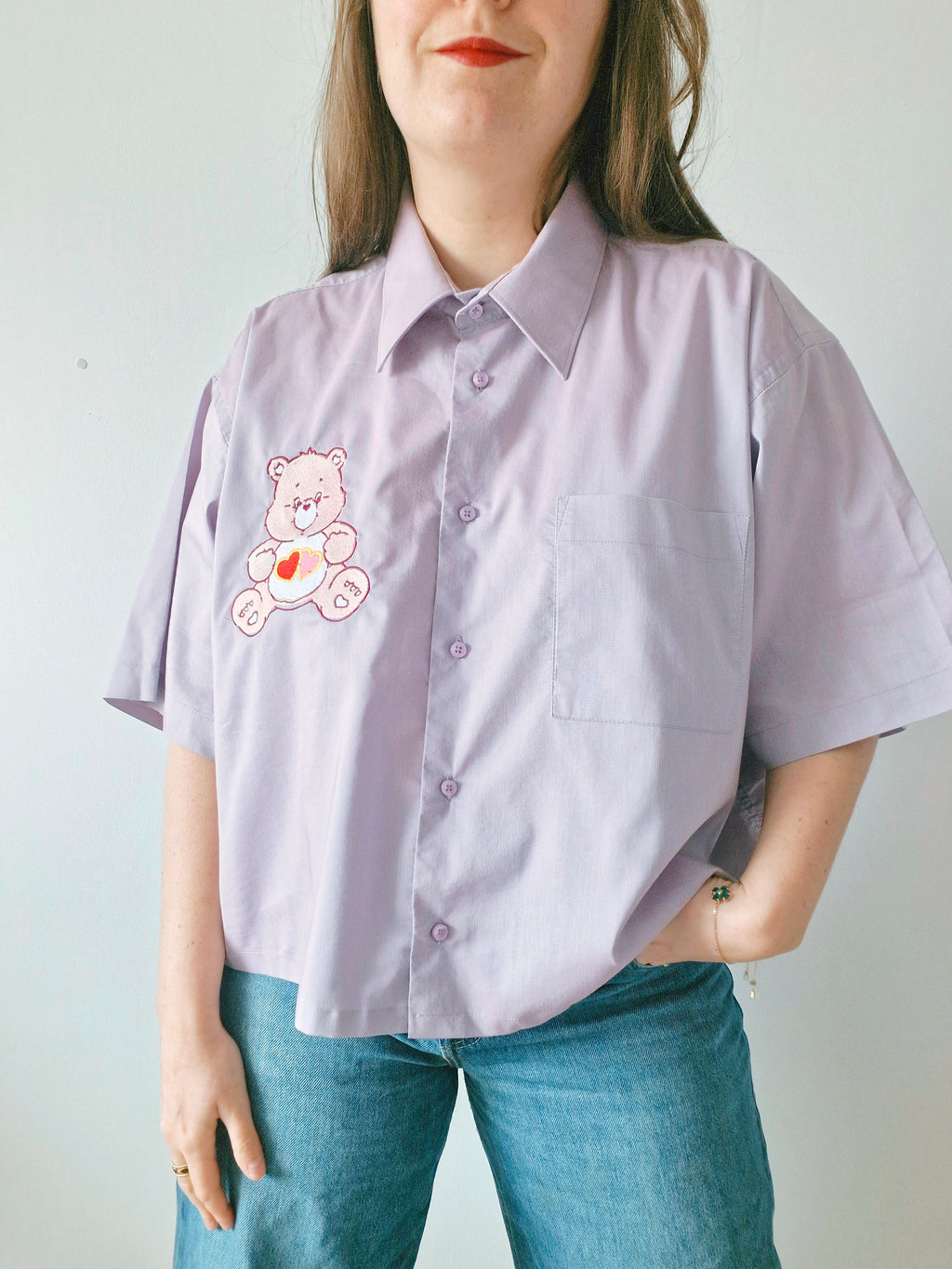 Chemise création  Ours rose