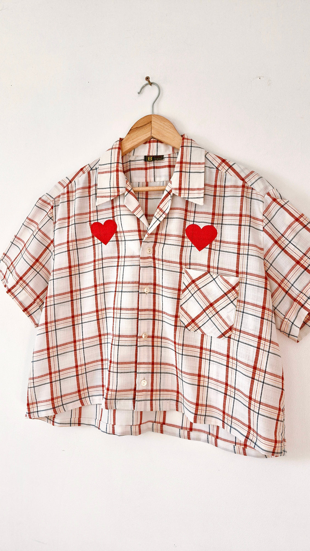 Chemise création - Carreaux et coeur