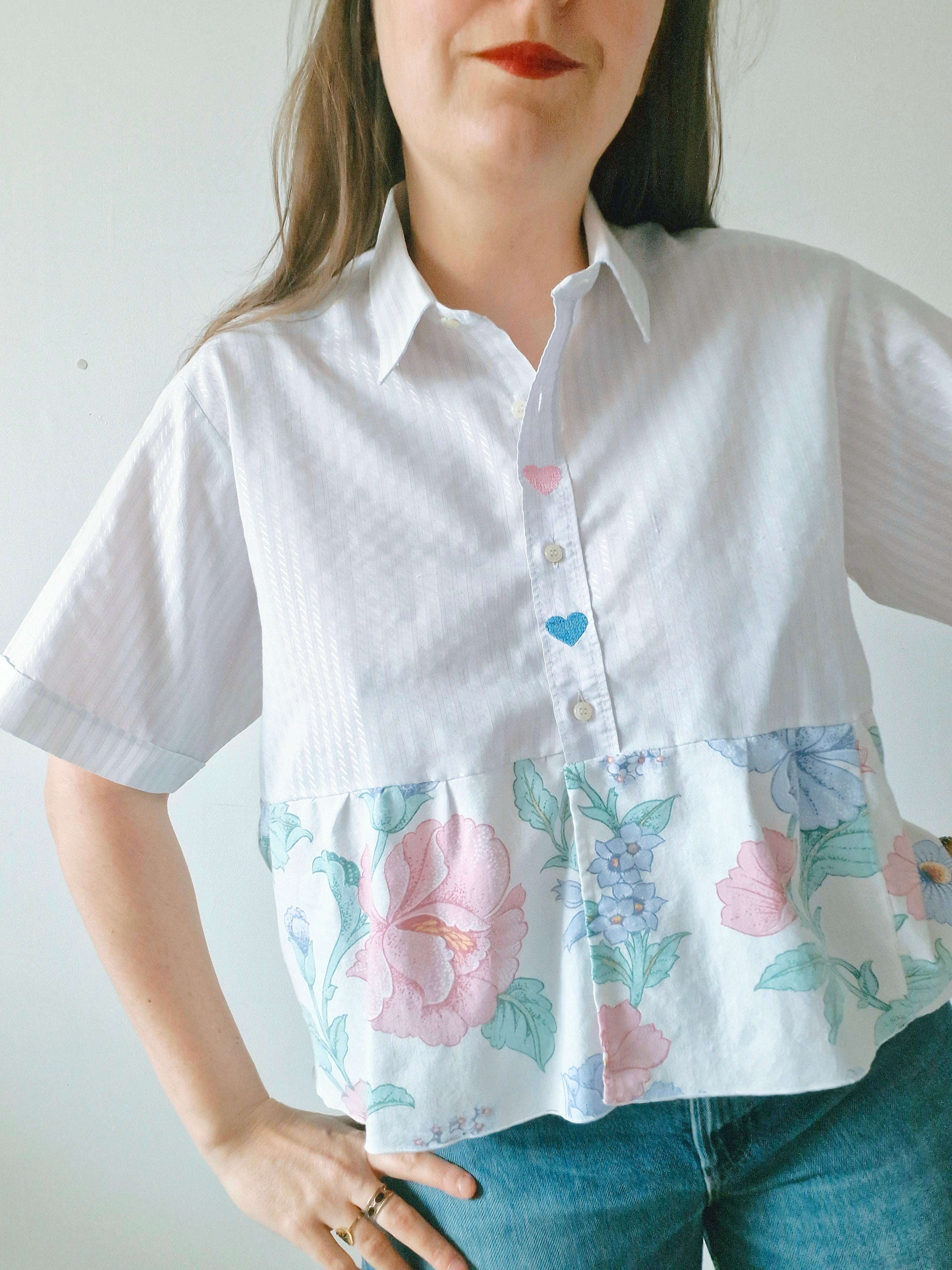 Chemise création - Coeur et fleurs