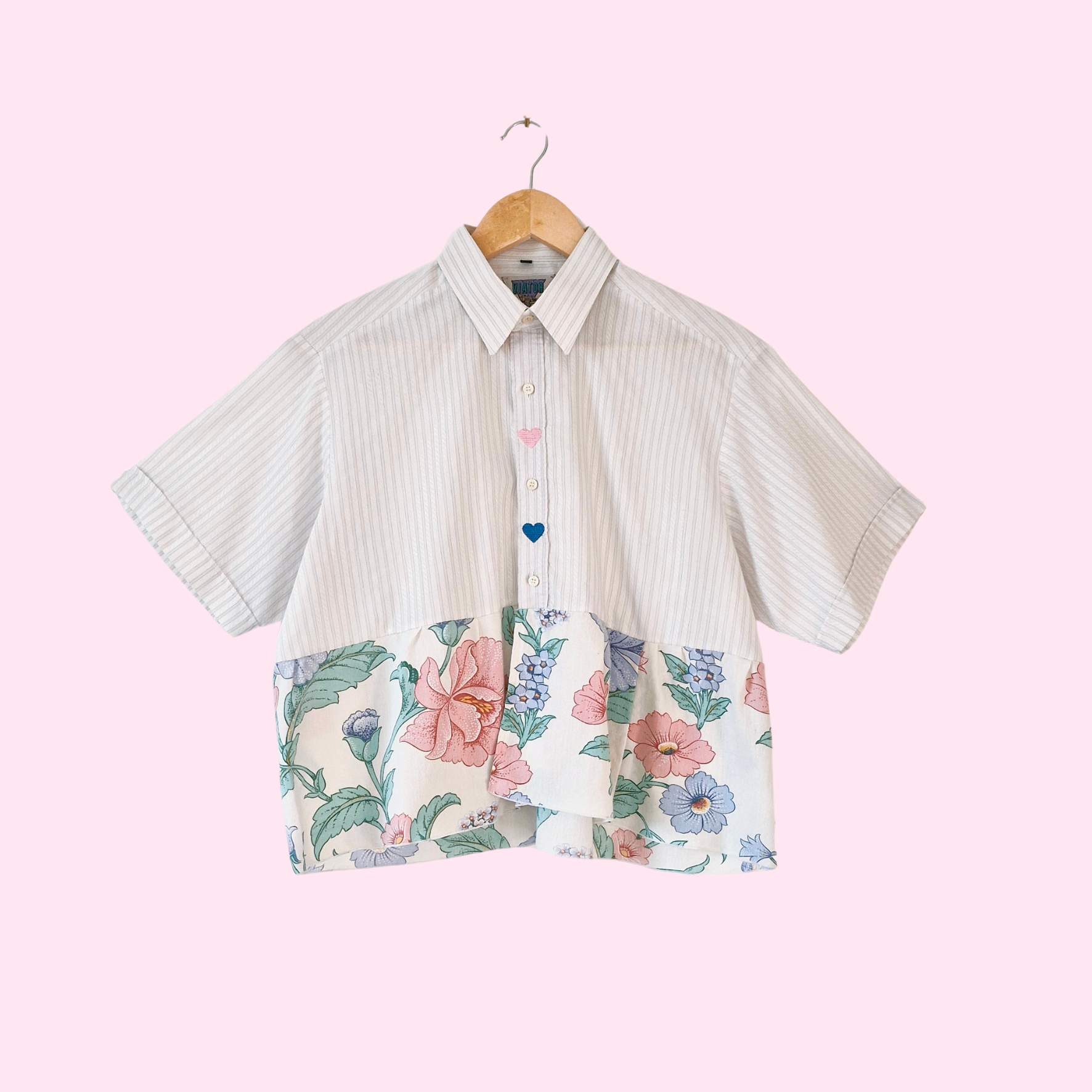 Chemise création - Coeur et fleurs
