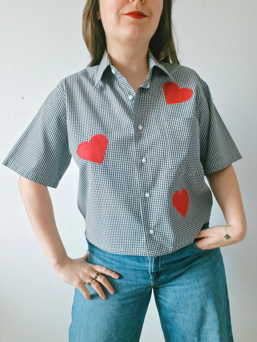 Chemise création - Appliqué coeur
