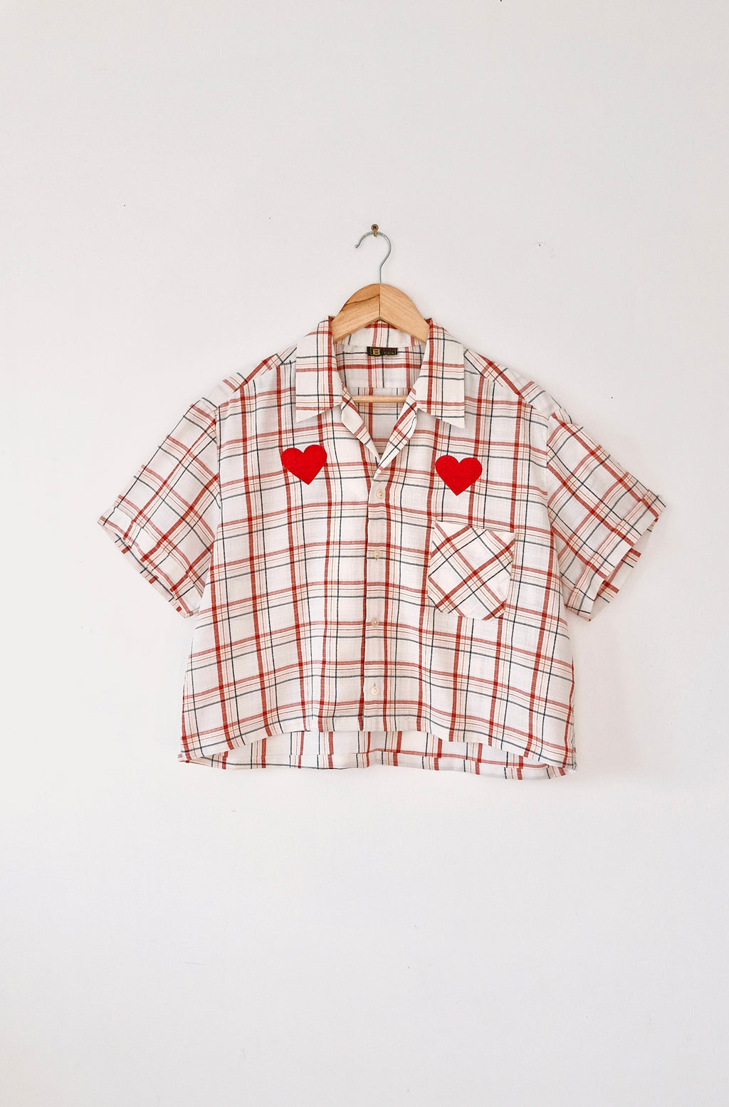 Chemise création - Carreaux et coeur