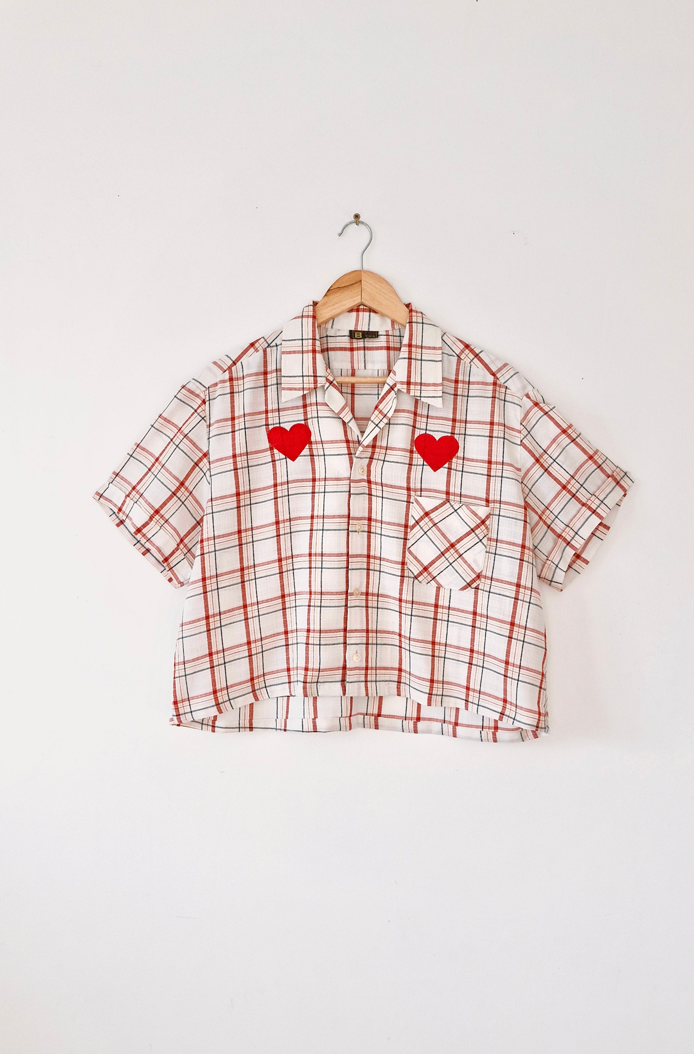 Chemise création - Carreaux et coeur