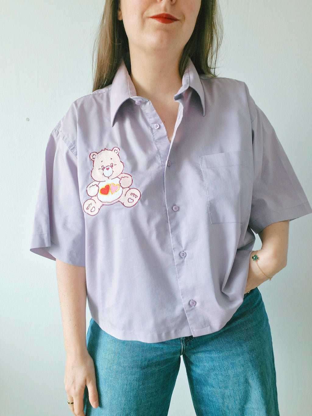 Chemise création  Ours rose